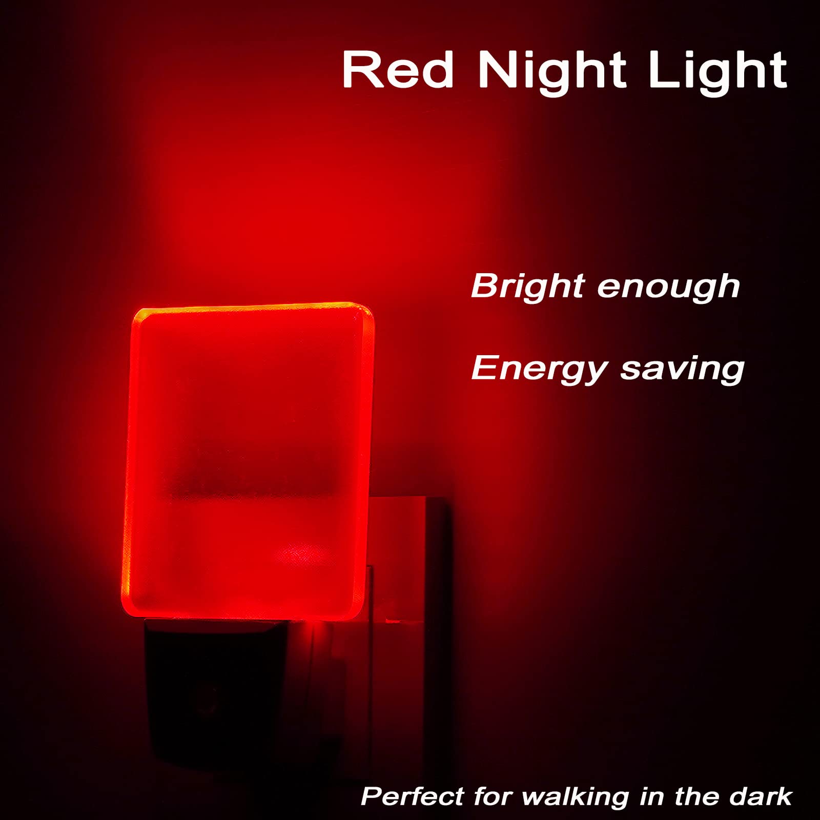 Greenic Red LED Night Light 2 Pack - Auto On/Off Plug in Night Light with Dusk to Dawn Sensor | Perfect for Bedroom, Nursery, Hallway & Bathroom Safety Lighting