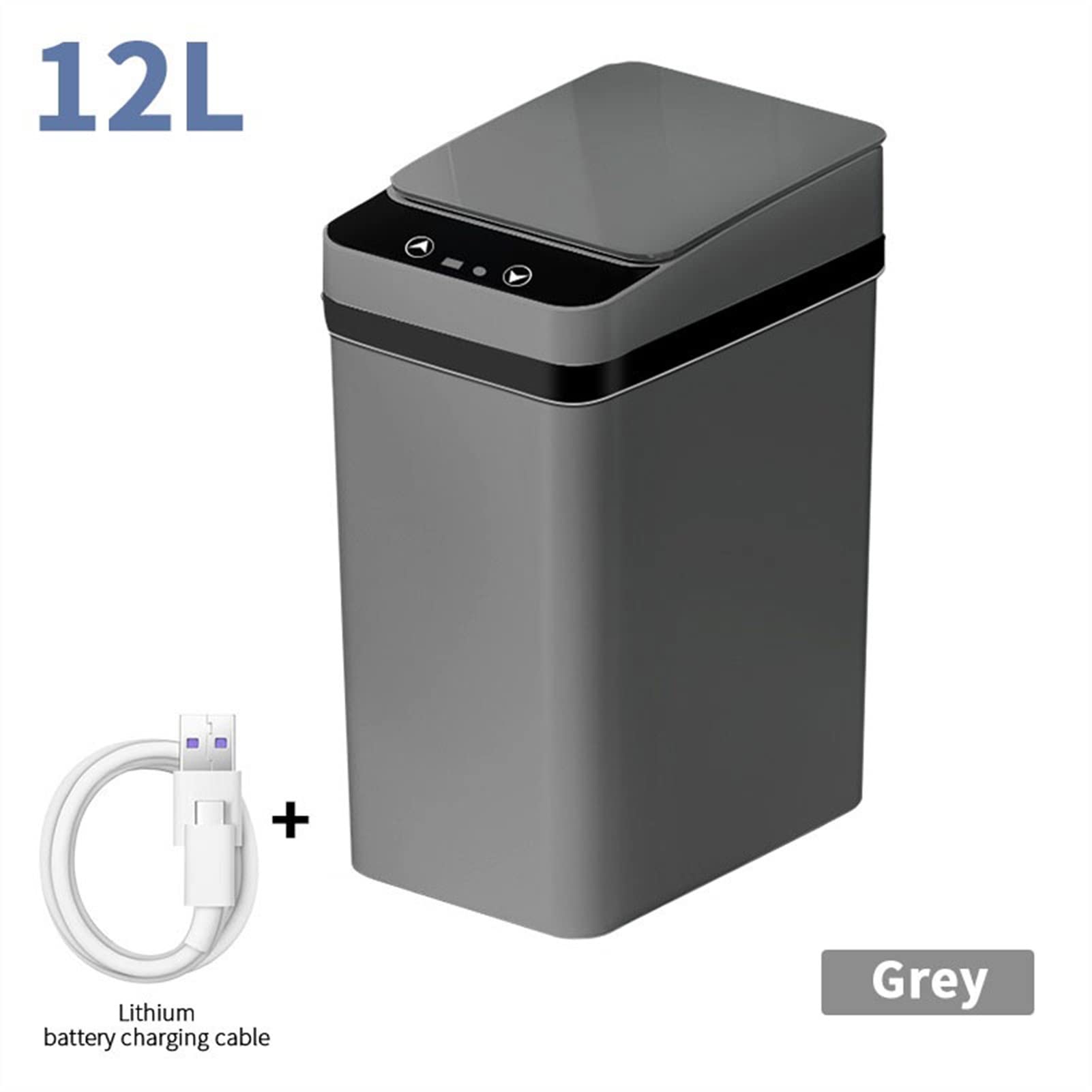 TOMYEUS Automatic Touchless Trash Can with Lid - Smart Sensor Garbage Bin for Kitchen & Bathroom, Waterproof & Odor-Proof, Hands-Free Waste Bin (Gray) - Perfect for Home, Office, and Commercial Spaces