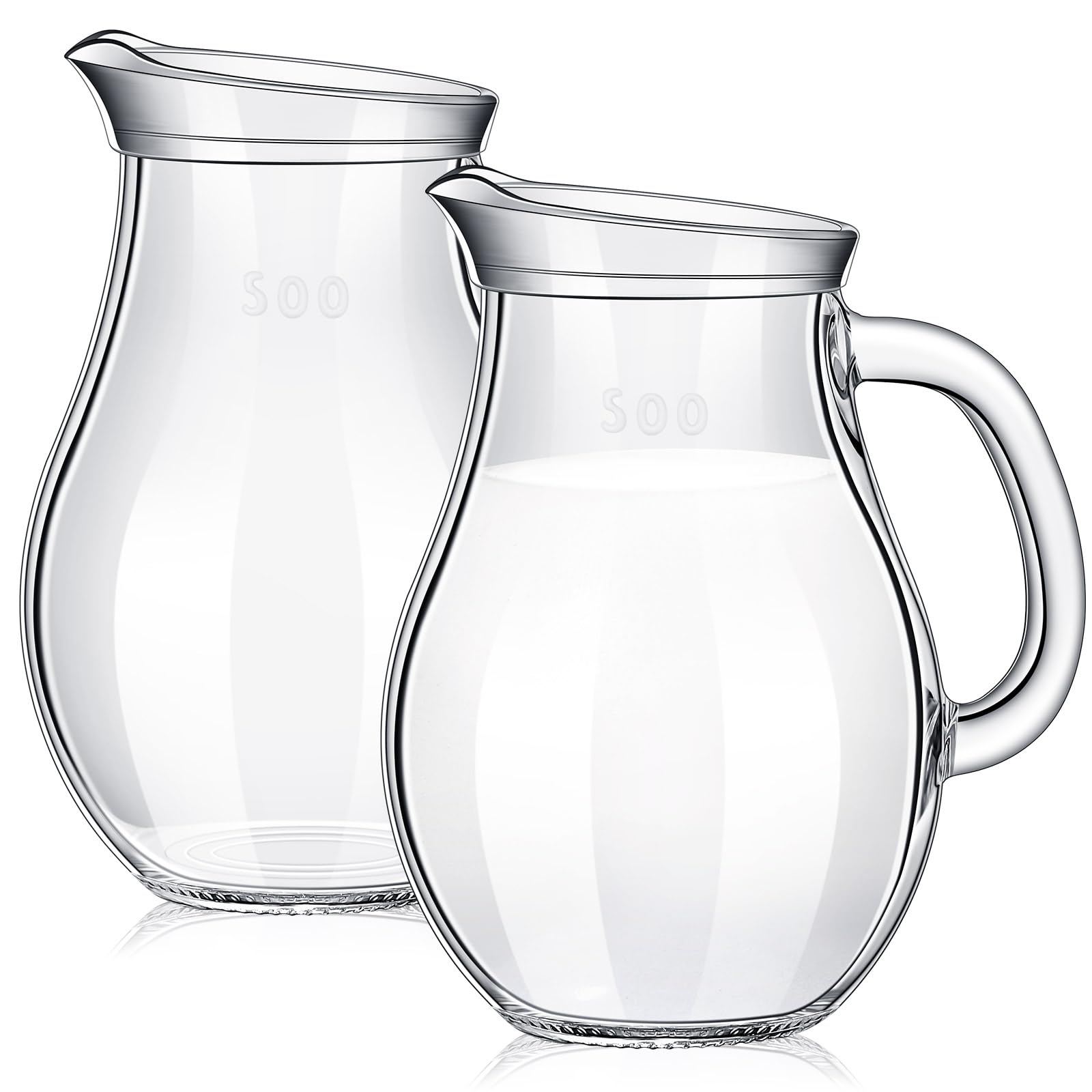 Leinuosen 2-Piece Elegant Glass Pitcher Set - 500ml Creamer Pitcher for Coffee, Tea & Milk - Creative Milk Frothing Pitcher & Creamer Jug (Trendy Design) - Perfect for Home Barista, Coffee Shops & Tea Parties