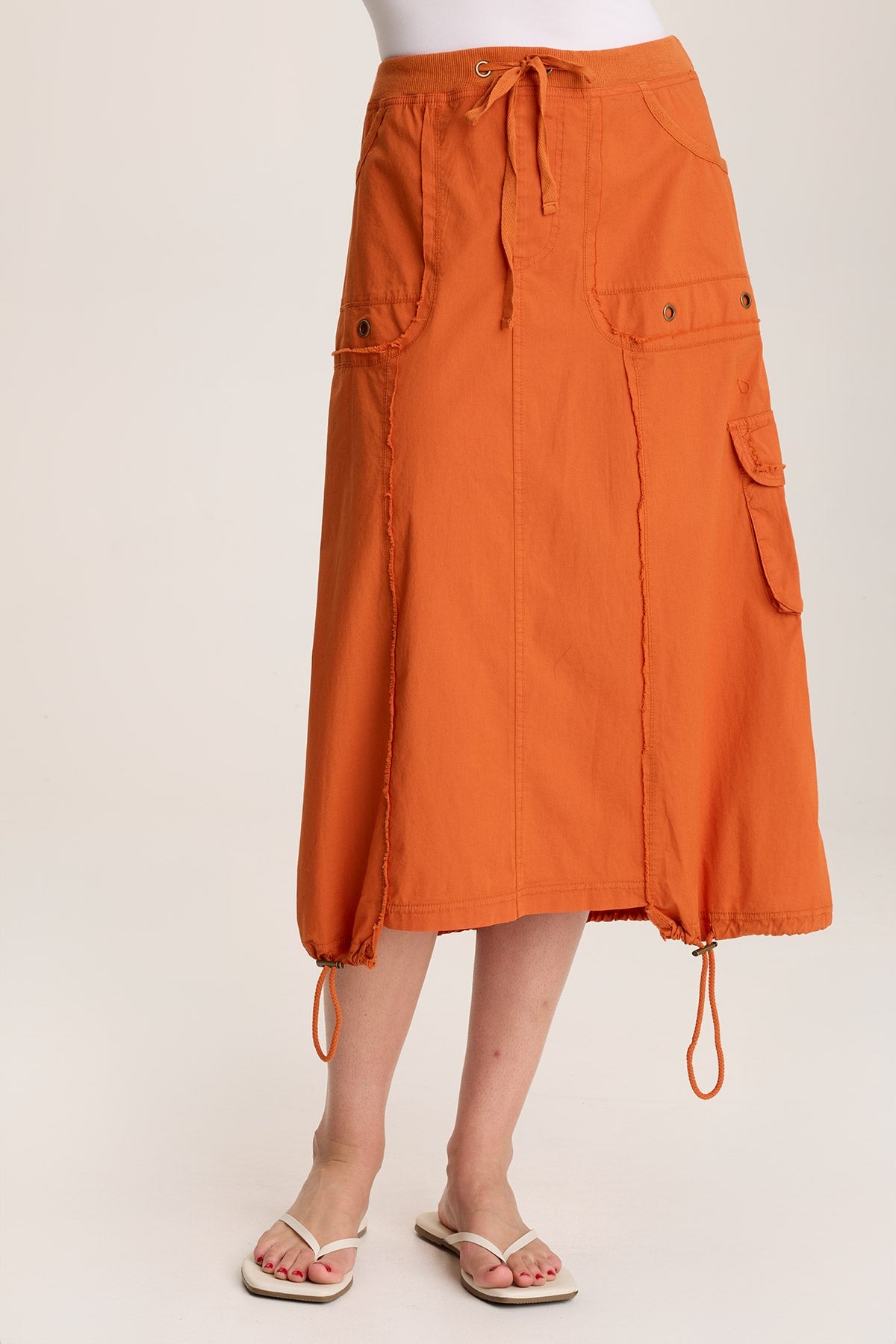 Castalina Poplin Cargo Midi Skirt for Women - Stylish Casual & Outdoor Skirt with Pockets | Perfect for Hiking, Travel & Everyday Wear