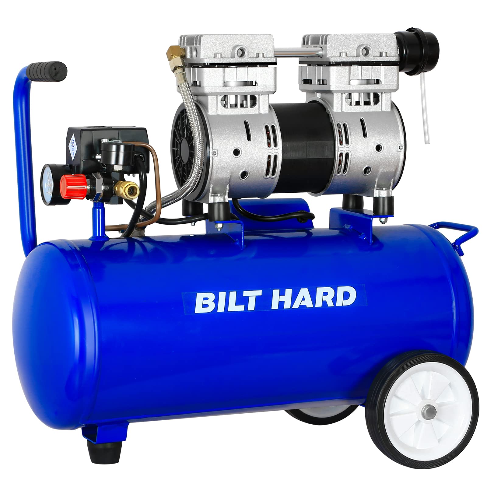BILT HARD 8 Gallon Ultra Quiet Oil-Free Portable Electric Air Compressor - CSA Certified for Home Garage, Workshop & DIY Projects