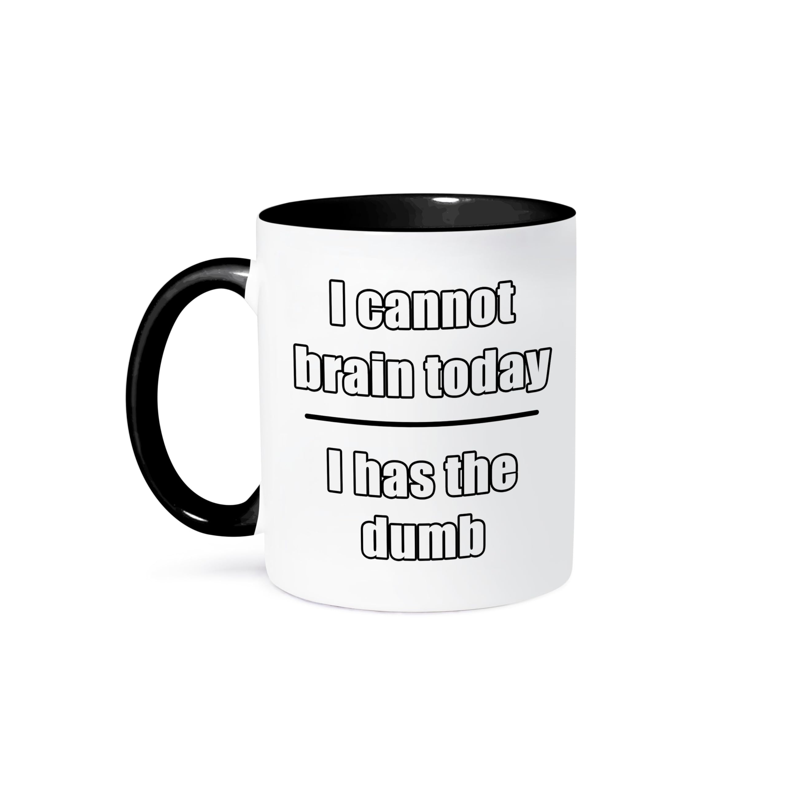 3dRose 'I Cannot Brain Today I Has The Dumb' Funny Coffee Mug - 11 oz Black & White Ceramic Cup - Perfect for Office Humor, Gifts & Meme Lovers