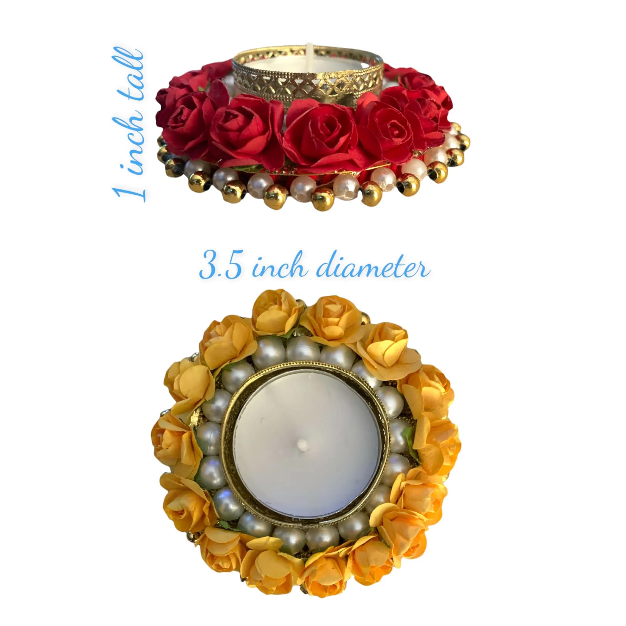 LoveNspire 2CT Rose Tealight Candle Holder - Elegant Floral T-Light Candle Stand for Diwali, Christmas, Hanukkah & Thanksgiving | Romantic Home Decor, Wedding Centerpiece, Dining Table Decorations & Housewarming Gift Idea