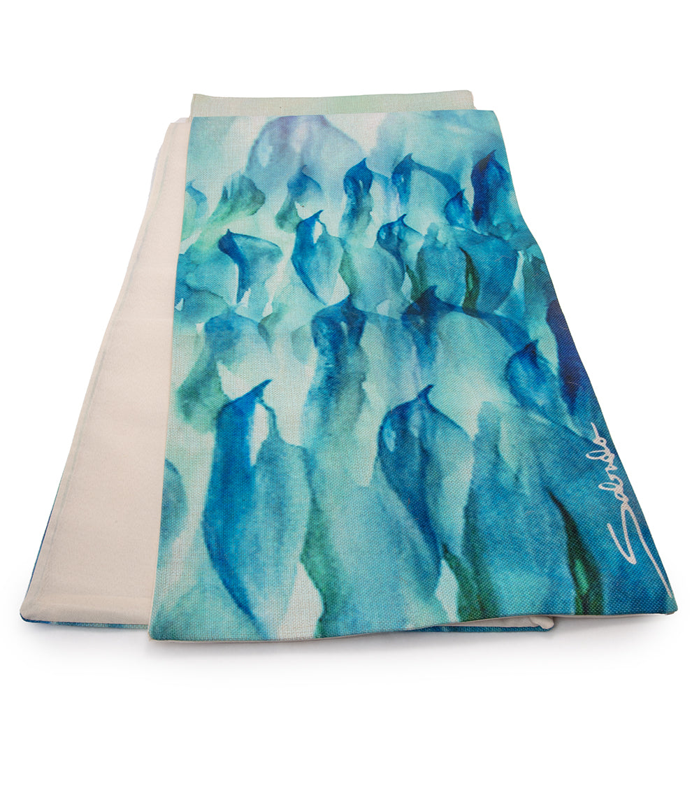 Sabado Blue Birds Table Runner Set - Elegant Floral Printed Dining Table Decor for Thanksgiving, Christmas & Special Occasions