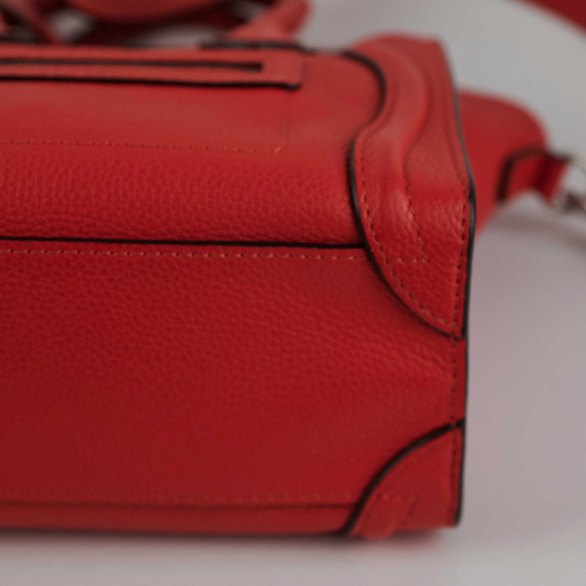 Celine Luggage Nano Handbag in Red | Genuine Leather Crossbody Bag for Women | Perfect for Work, Travel & Everyday Use