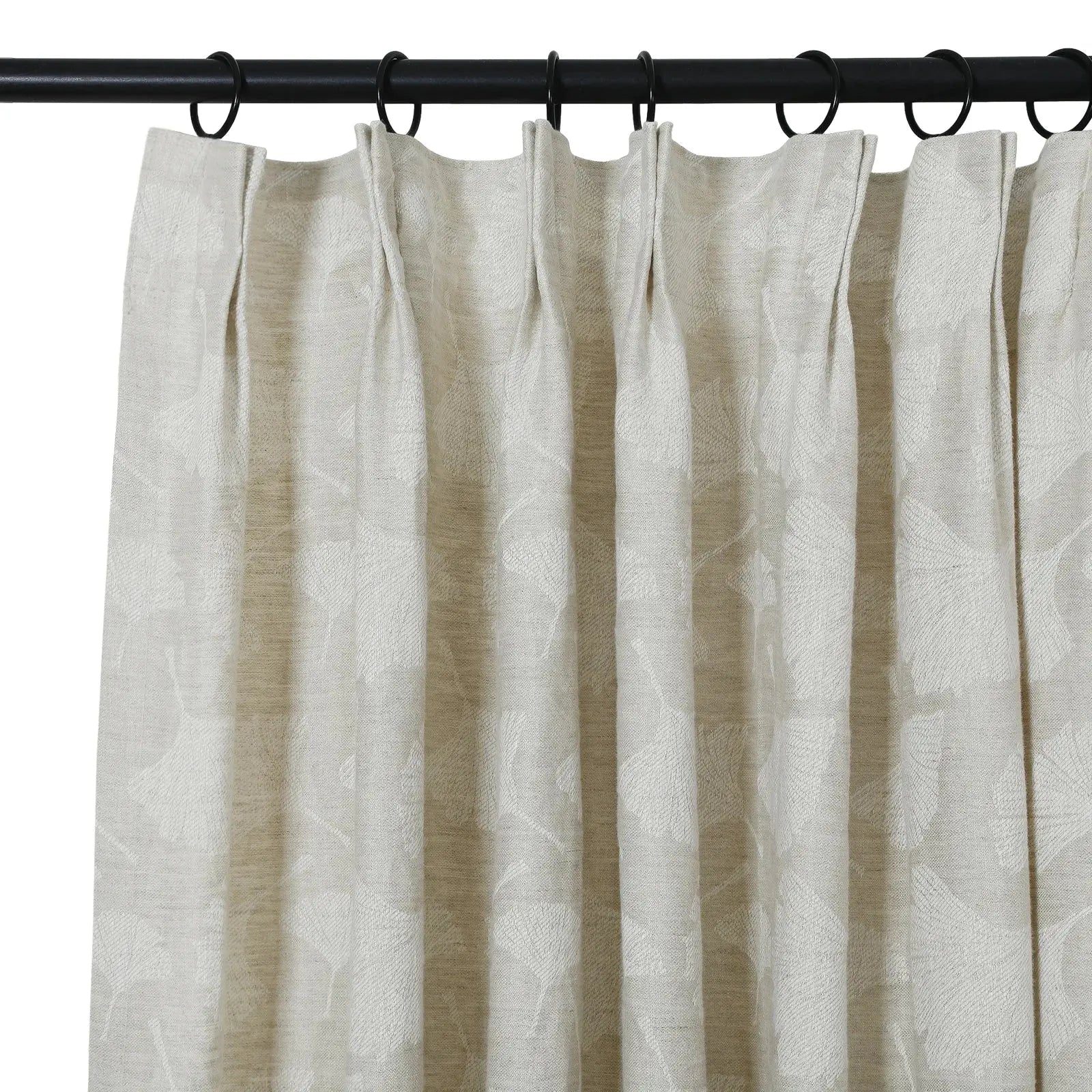 Luxury 100% Linen Jacquard Pleated Curtains - Blackout Drapes for Living Room, Bedroom & Dining Room - Elegant Home Decor for Windows