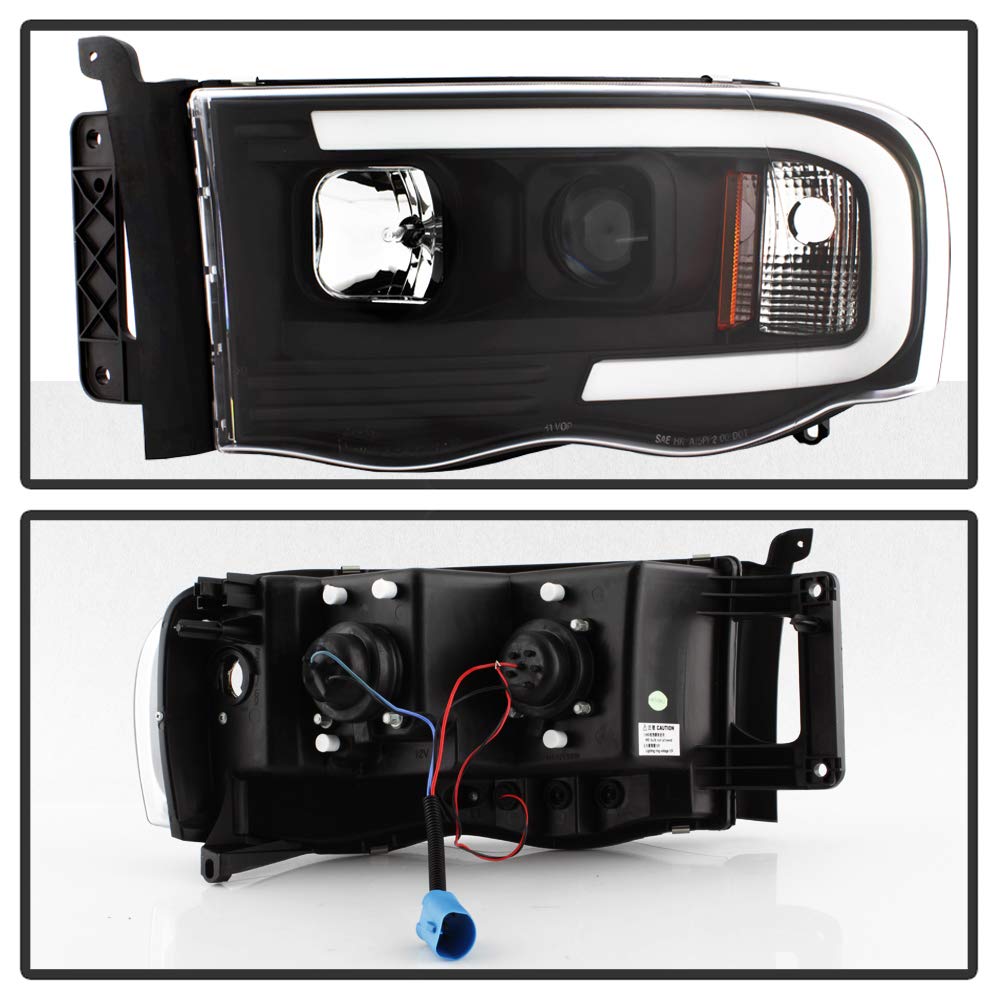 High-Performance LED Tube DRL Headlights for Dodge Ram 1500 (2002-2005) - Black/Clear Lens - Upgrade Your Truck's Style & Visibility for Night Driving & Off-Road Adventures