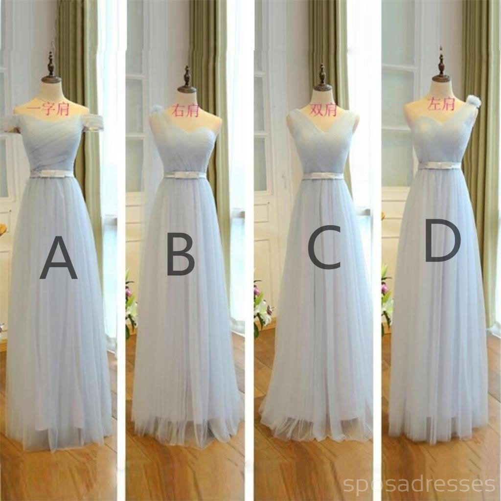 Light Blue Tulle Mismatched Bridesmaid Dresses - Elegant Long Formal Gowns for Wedding Party, BD007 | Perfect for Beach, Garden & Church Ceremonies