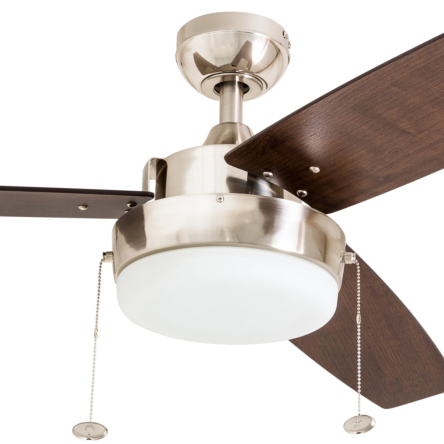 52 Inch Statham Brushed Nickel Ceiling Fan with Pull Chain - Perfect for Living Room, Bedroom, and Office Cooling & Air Circulation