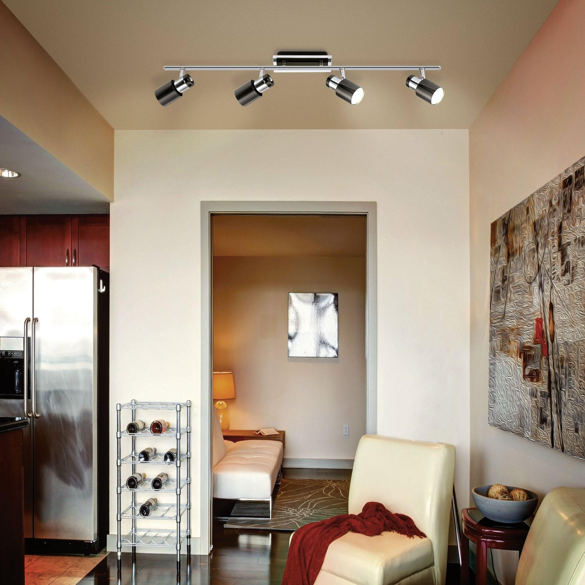 Eglo Davida 1 Modern 4-Light Bar Spotlight in Black Nickel & Chrome Finish - Perfect for Kitchen Island Lighting, Dining Room Accent, or Contemporary Living Room Illumination