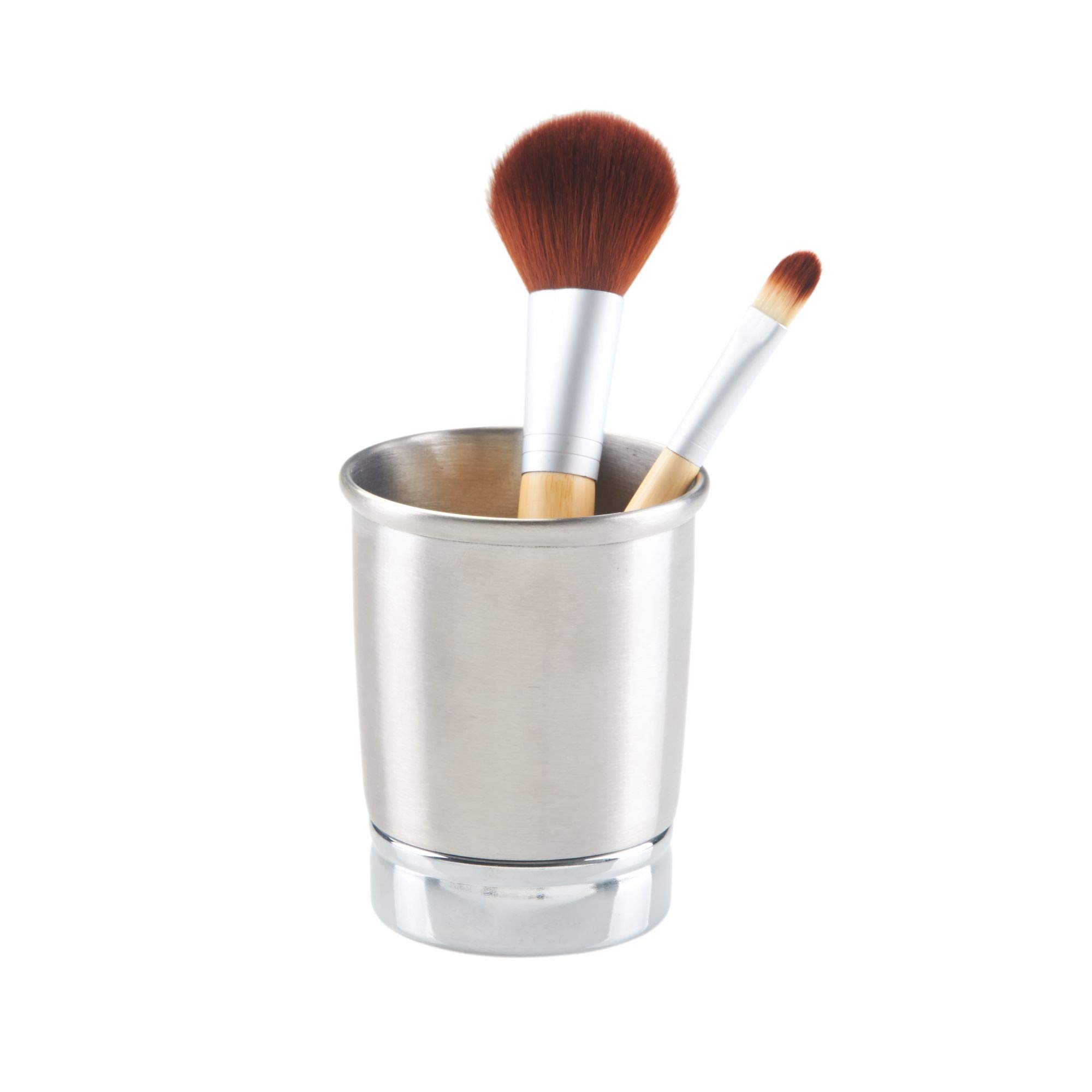 iDesign York Metal Tumbler - Stylish Makeup Brush & Toothbrush Organizer for Bathroom, Vanity, Desk, Dorm | 3.25