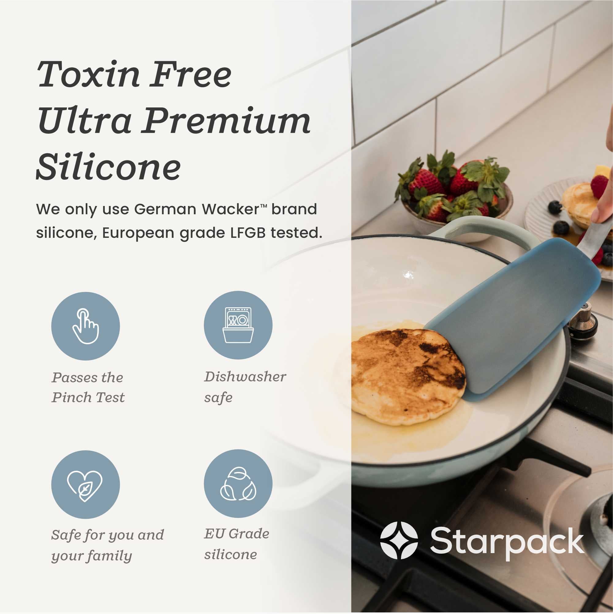 Ultra Thin Silicone Turner Set - Flexible & Non-Slip Kitchen Spatula for Flipping Pancakes, Eggs & Burgers - Perfect for Non-Stick Pans & Grilling