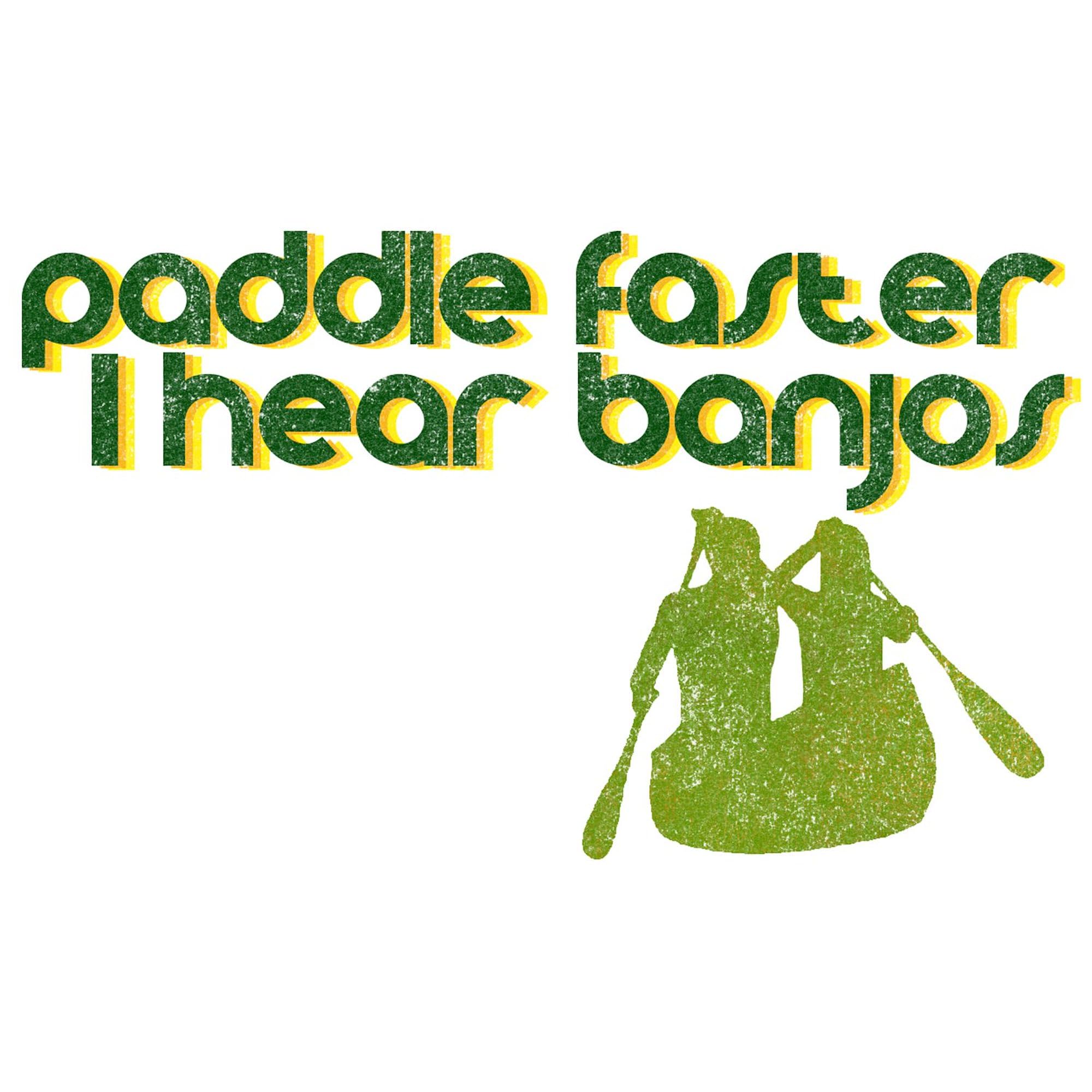Banjos Paddle Faster Oval Car Bumper Sticker - Waterproof Vinyl Decal for Cars, Laptops, Windows - Perfect for Music Lovers & Outdoor Enthusiasts