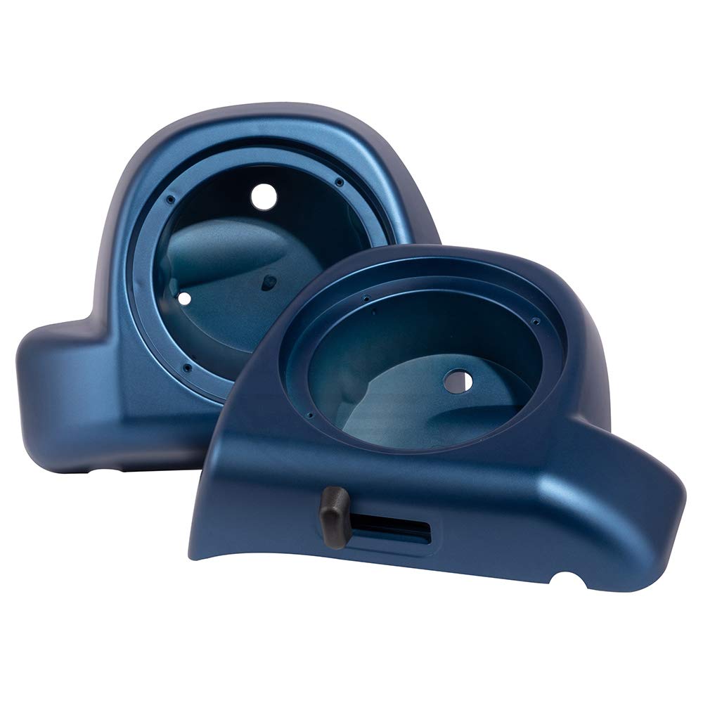 Moto Onfire Legend Blue Denim 6.5 Inch Speaker Box Pods for Harley Touring Motorcycles - Compatible with Lower Vented Fairings (2014-2020 Models) - Perfect for Road Trips & Custom Bike Upgrades