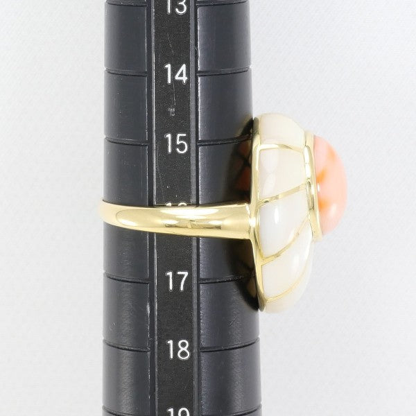 18K Yellow Gold Shell Coral Ring for Women - Elegant Beach Wedding Jewelry, Perfect for Bridal, Engagement, Anniversary Gifts & Tropical Vacations