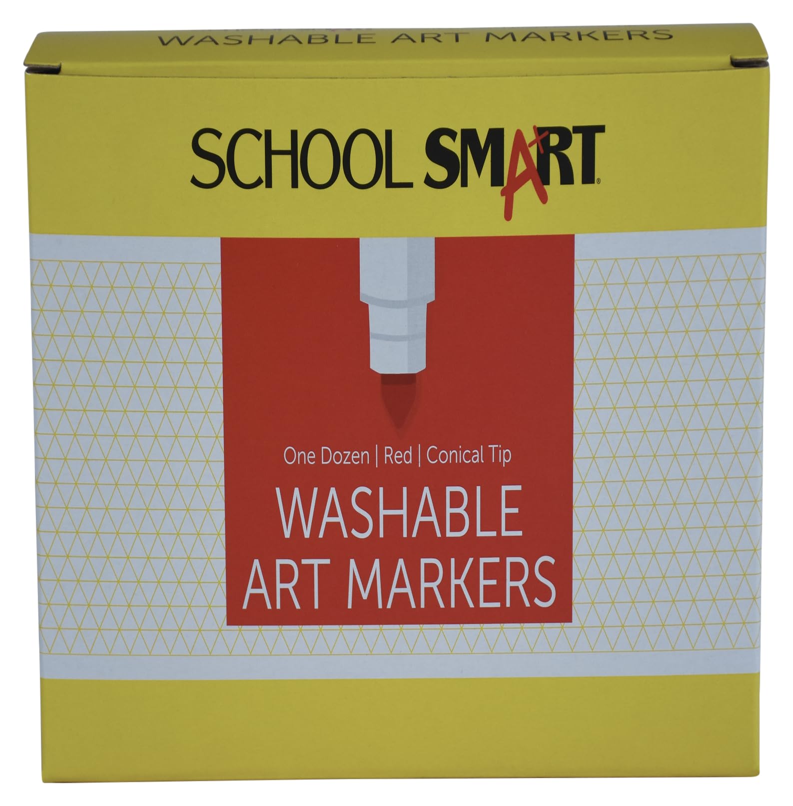 School Smart Washable Art Markers with Conical Tip - 12 Pack Vibrant Red Markers for Kids Classroom, Art Projects & DIY Crafts