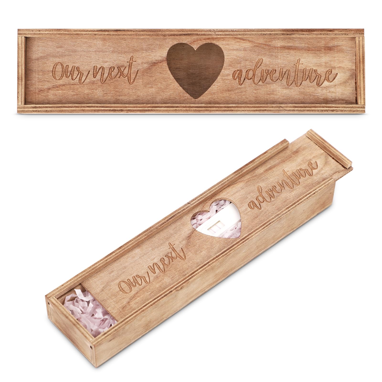 **Wooden Pregnancy Test Keepsake Box - Baby Announcement Gift for Husband, Father & Grandparents - Gender Reveal Souvenir Collection - Perfect for Baby Showers & First-Time Parents (Brown)**