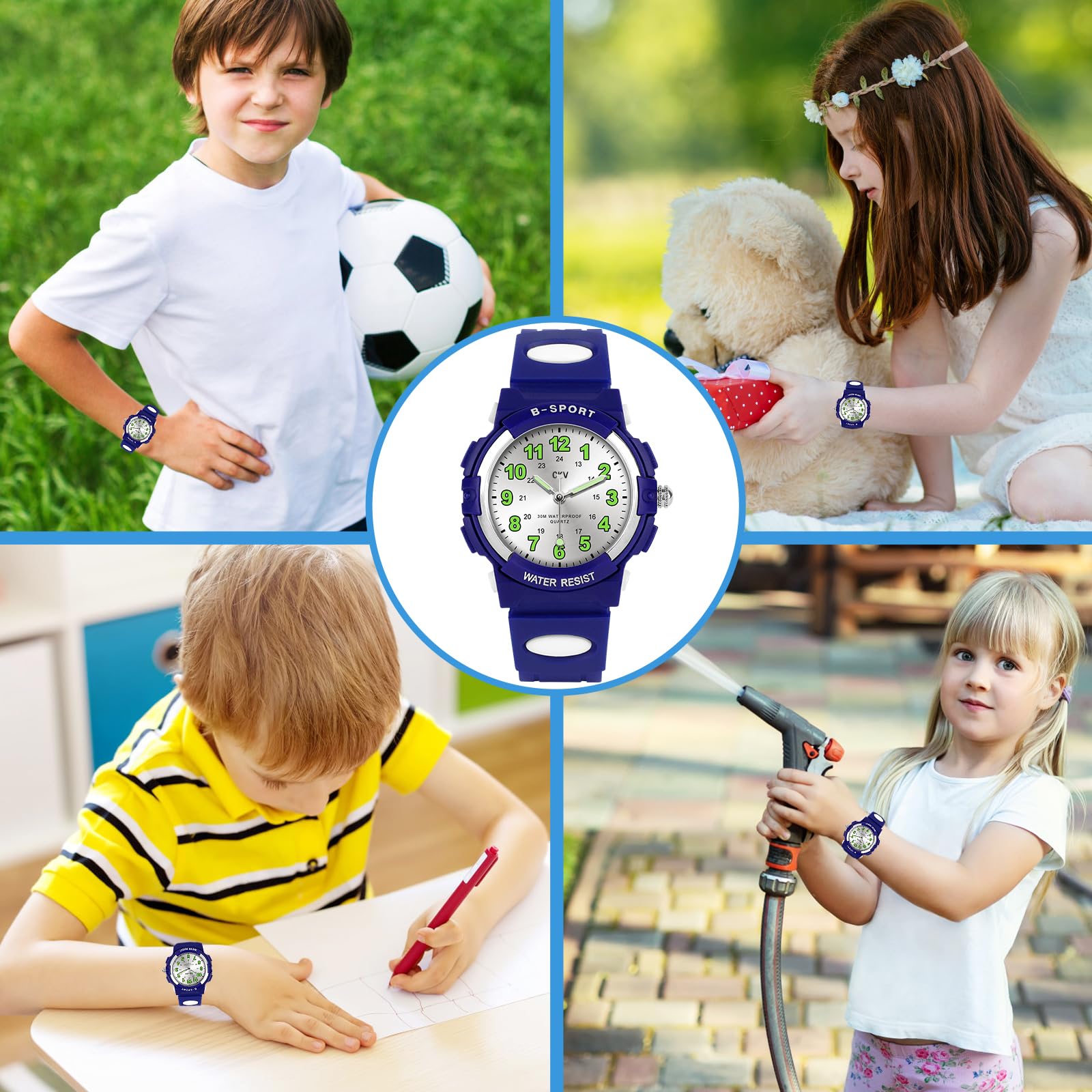 CKV Kids Analog Watch for Boys & Girls Ages 5-12 - Waterproof Sports Watch with Easy-to-Read Dial & Soft Comfort Band - Perfect for School, Outdoor Play & Learning to Tell Time