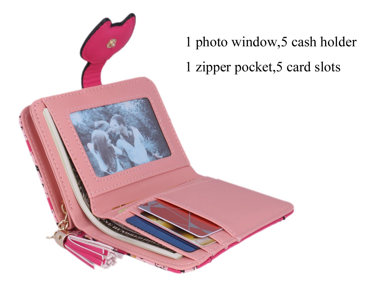 Stylish Women's Cute Cat Wallet with Tassel - Small Coin Purse for Credit Cards & Cash - Perfect for Everyday Use, Travel, and Gift Giving
