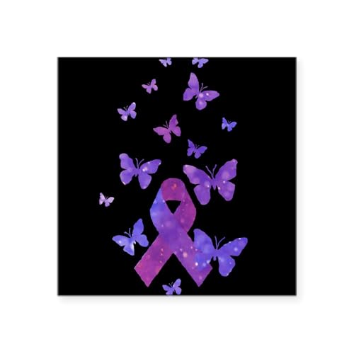 White - Purple Awareness Ribbon Sticker