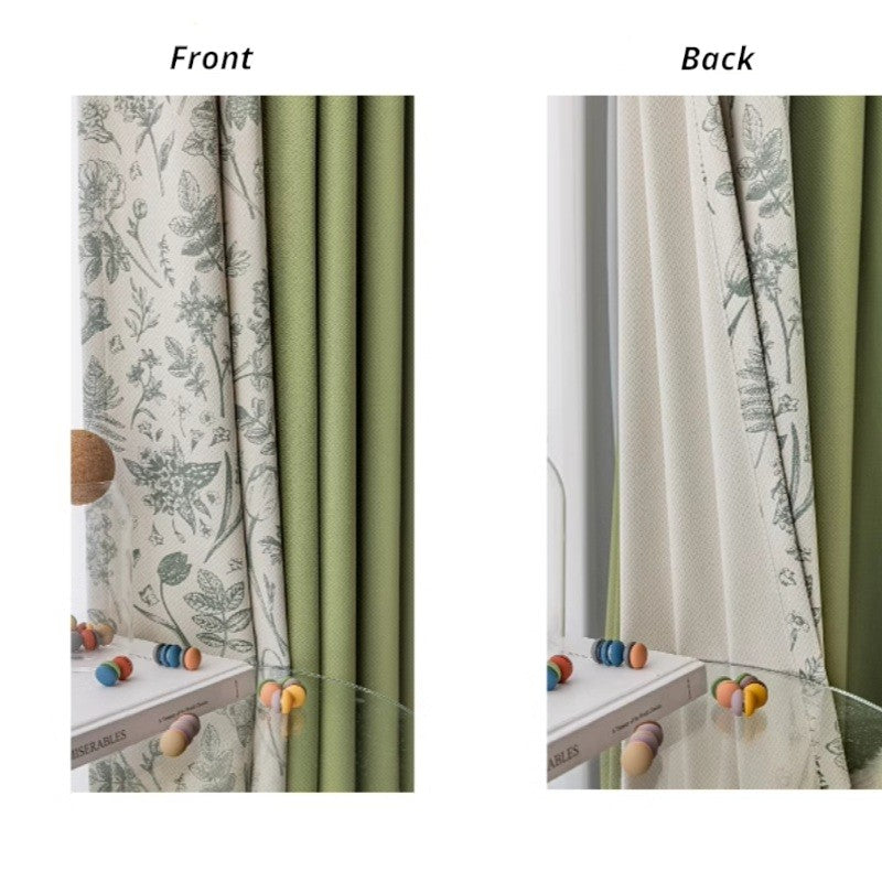 Brielle Sage Green Patchwork Blackout Custom Curtains for Bedroom & Living Room - Thermal Insulated Noise Reducing Window Drapes for Home Decor