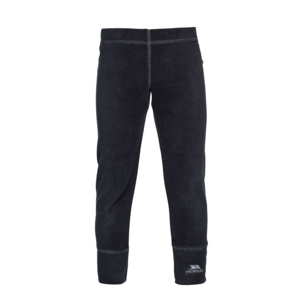 Trespass Bubbles Kids Microfleece Thermal Base Layer Set - Warm Winter Underwear for Boys & Girls (Black) - Perfect for Skiing, Snowboarding & Cold Weather Outdoor Activities