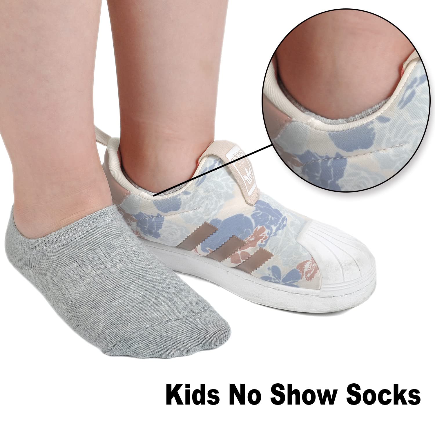 EPEIUS Kids No Show Socks for Girls & Boys - 6/12 Pack Low Cut Cotton Non-Slip Socks - Perfect for School, Sports & Everyday Wear