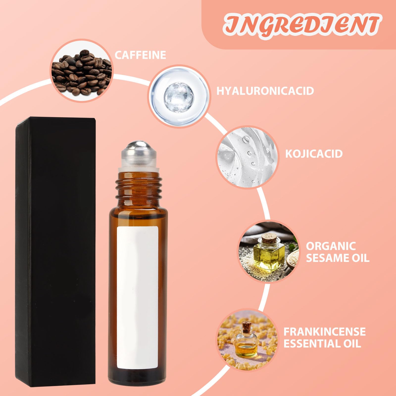 2PCS Time Eraser Rollerball - Castor Oil & Frankincense Eye Roller for Dark Circles, Puffiness & Wrinkles - Natural Under Eye Treatment for Brightening & Anti-Aging - Perfect for Morning Routine & Night Skincare