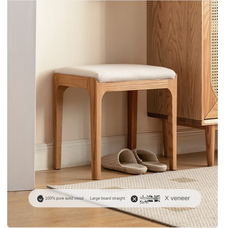 Premium Solid Wood Makeup Stool - Handcrafted Oak, Ash & Black Walnut Vanity Seat | Perfect for Dressing Tables, Bedroom Vanity & Salon Styling Stations