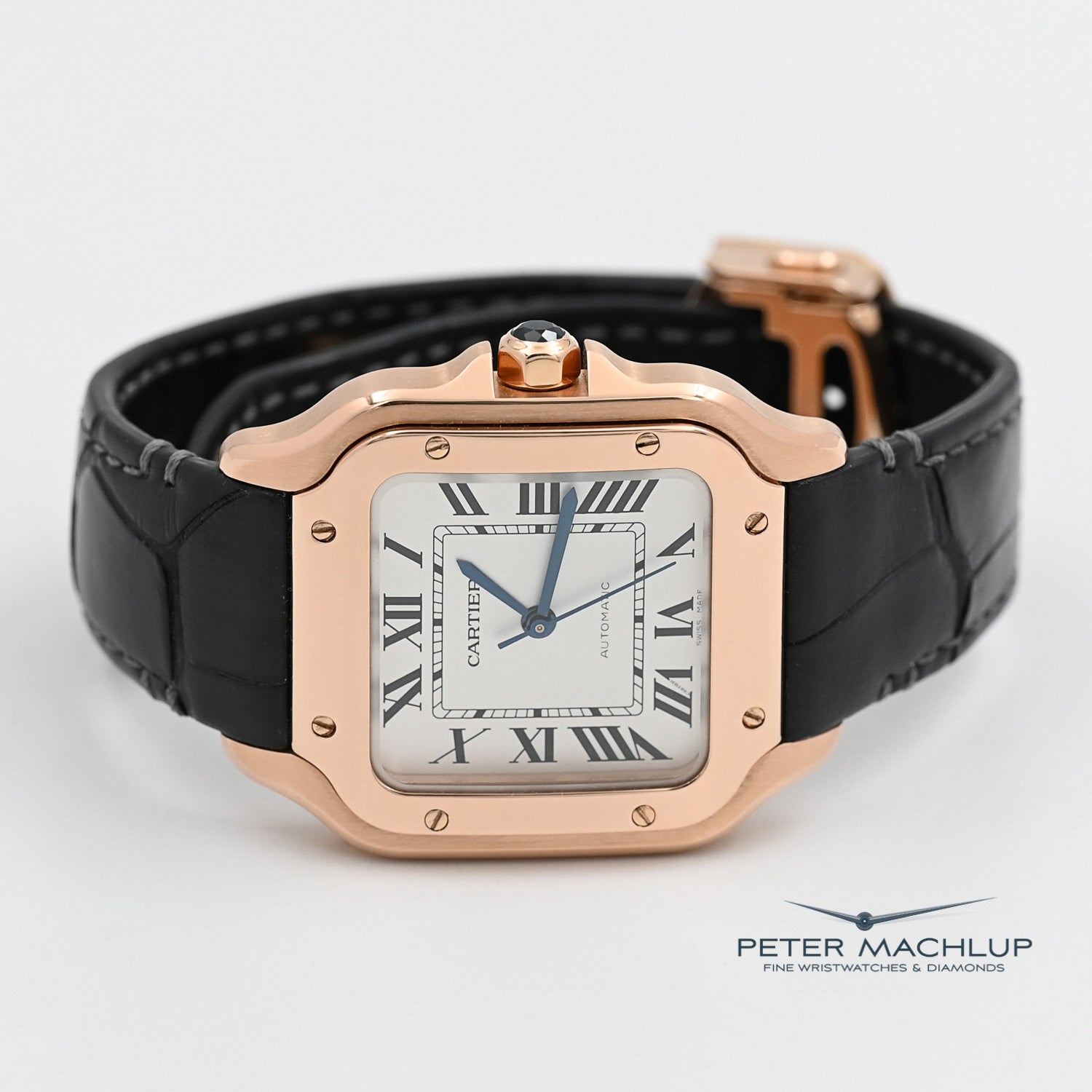 Cartier Santos MM Automatic Watch for Men - Luxury Stainless Steel Swiss Timepiece - Perfect for Business, Formal Events & Everyday Wear