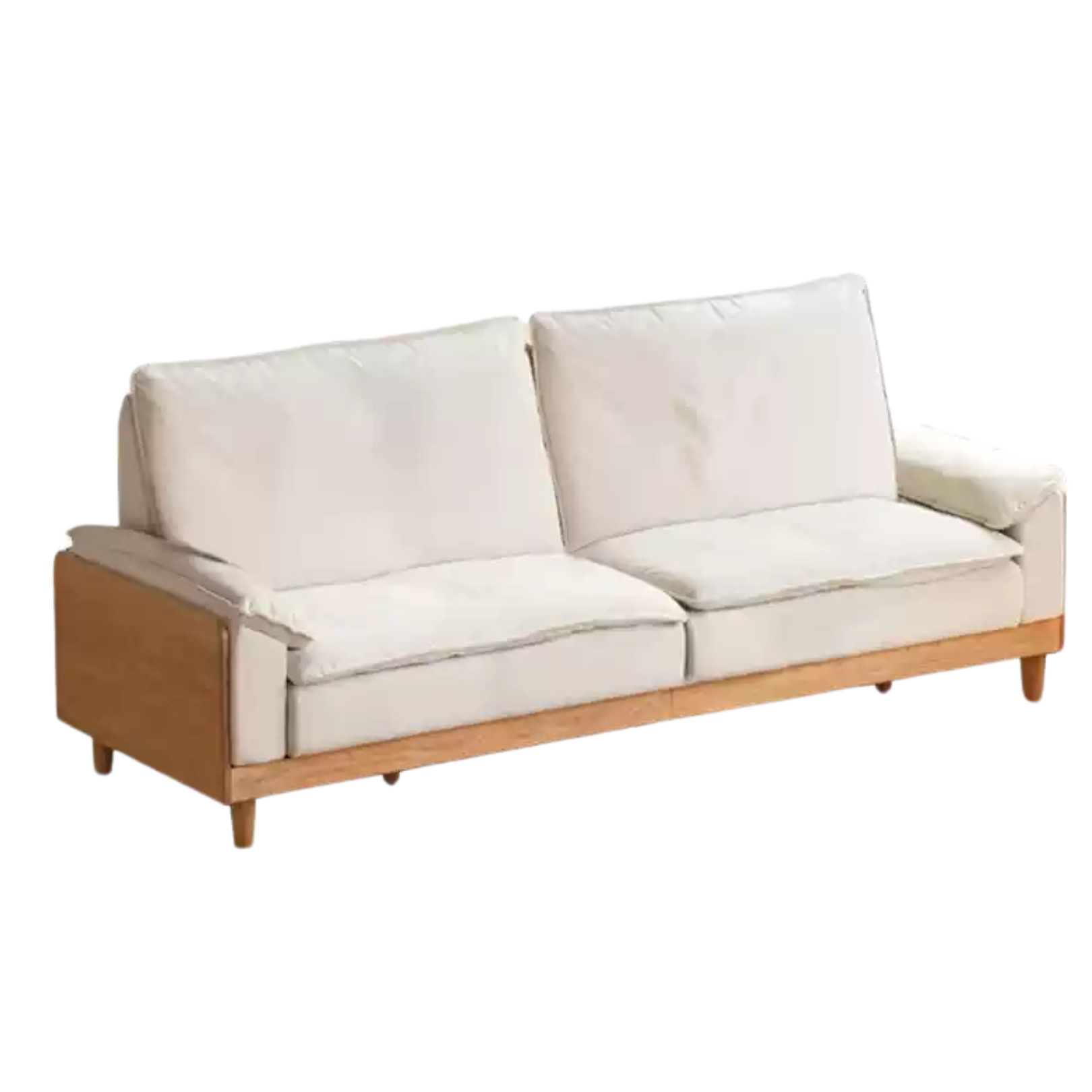 85x38.9x37.4 inch / 216x99.7x95cm / Natural wood color / red oak sofa imitation cotton and linen pear white