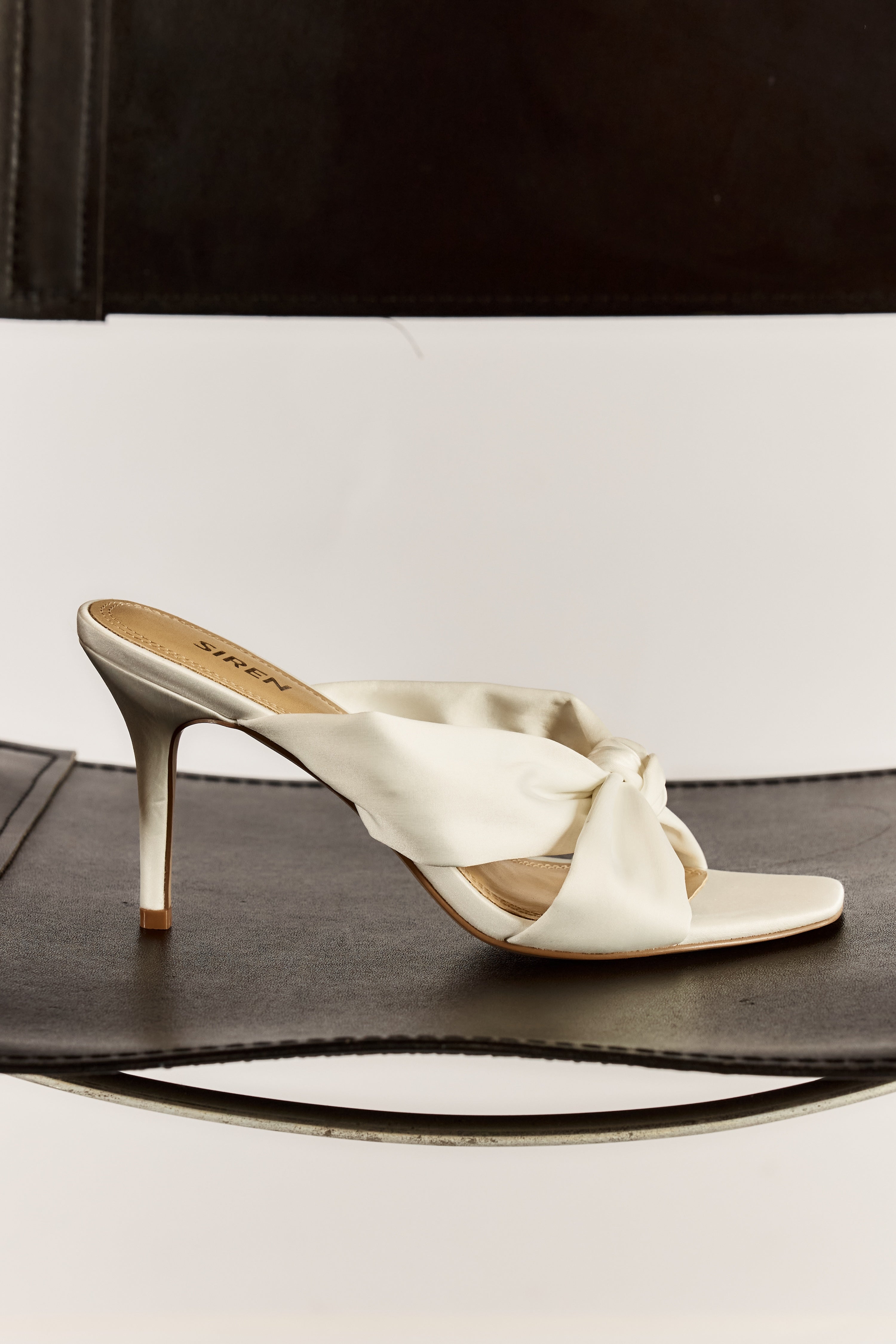 Nicola Satin Knot Mules - Ivory White Satin Slides for Women | Comfortable & Stylish Summer Shoes for Casual Outings, Beach Walks, and Date Nights
