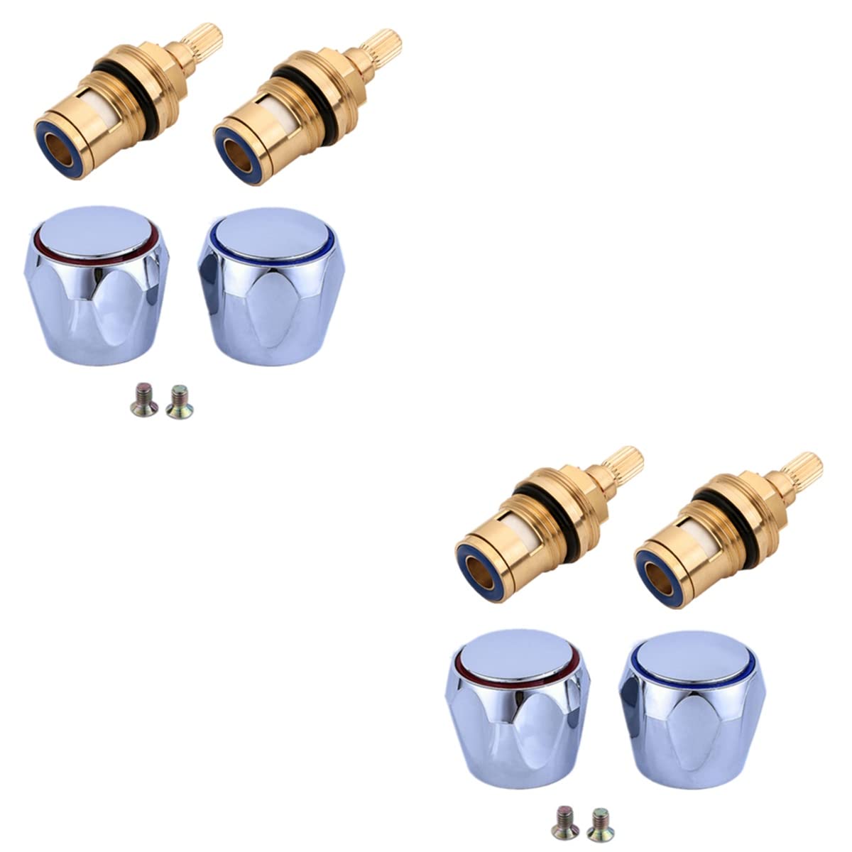 2 Sets Faucet Repair Kit - Outdoor Faucet Handle & Shower Faucet Rebuild Kit with Diamond Brass Valve - Durable Metal Bathtub Tap Accessories for Bathroom, Kitchen & Outdoor Use