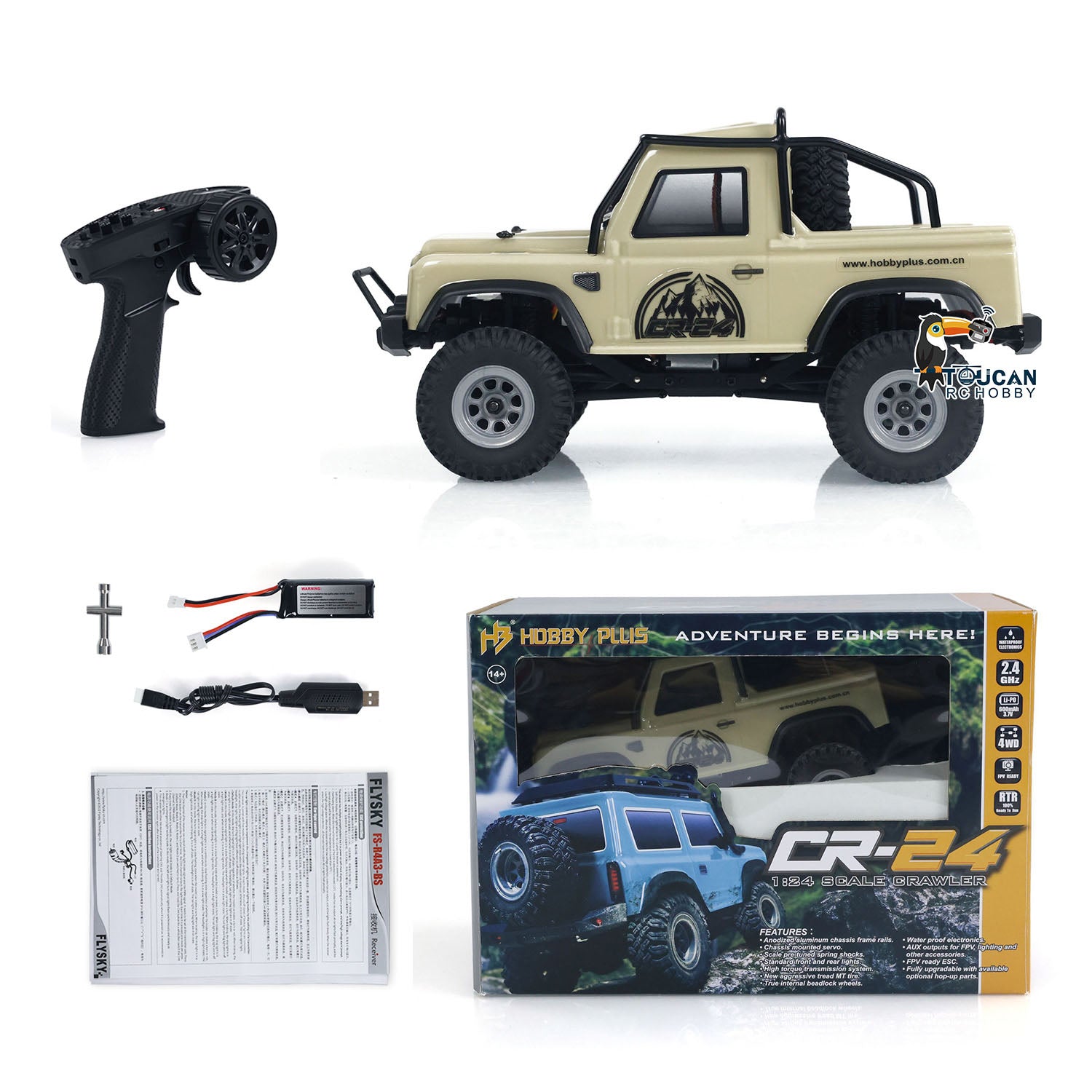 1:24 Scale 4x4 RC Off-Road Truck - 4WD Remote Control Crawler Car with DIY Simulation Model, ESC Servo & LED Light System - Perfect for Indoor/Outdoor Rock Crawling & Off-Road Adventure Play