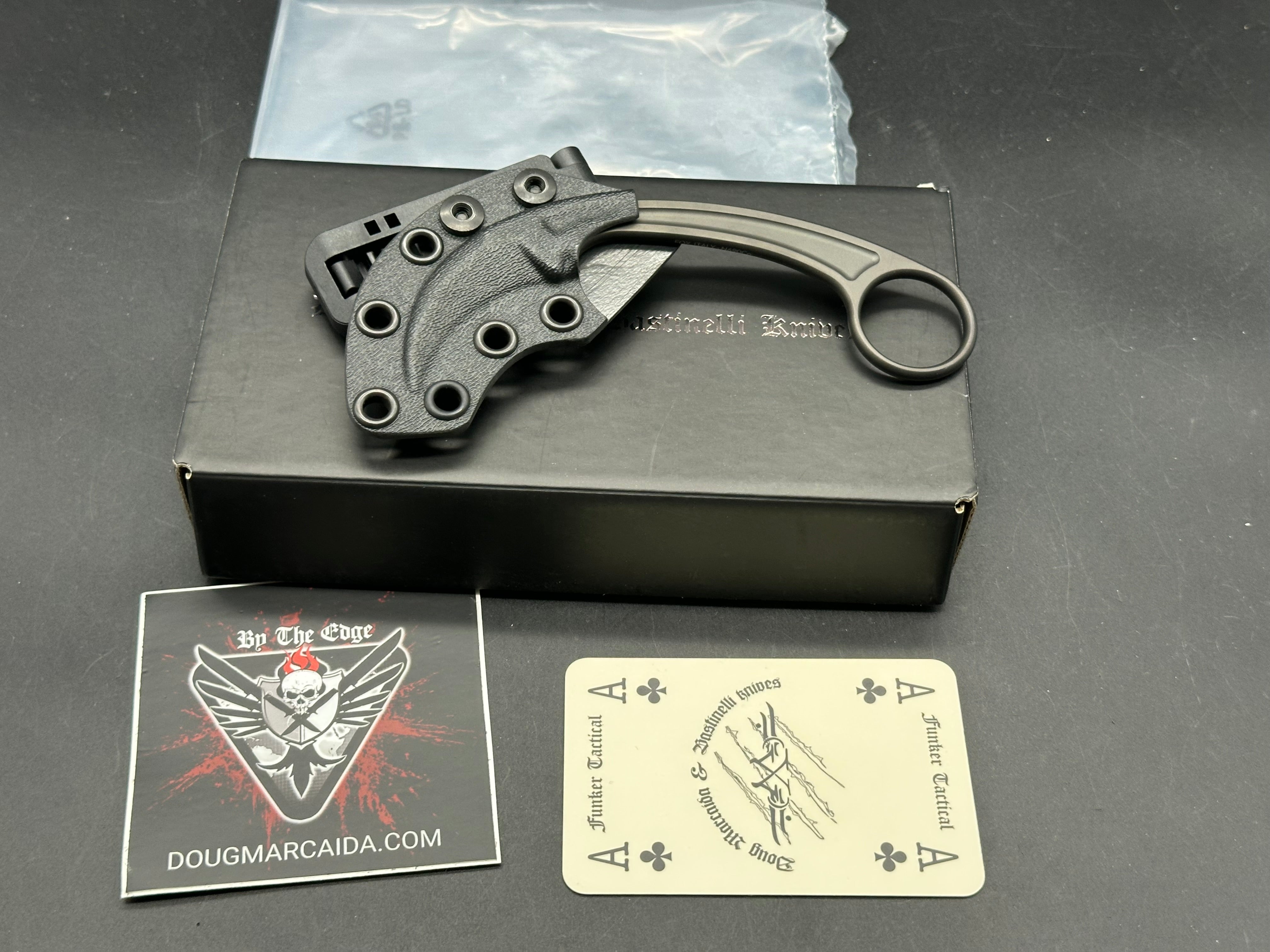 Bastinelli Pika Black Fixed Blade Karambit Knife - Tactical Self Defense, Outdoor Survival, and Camping Utility Tool