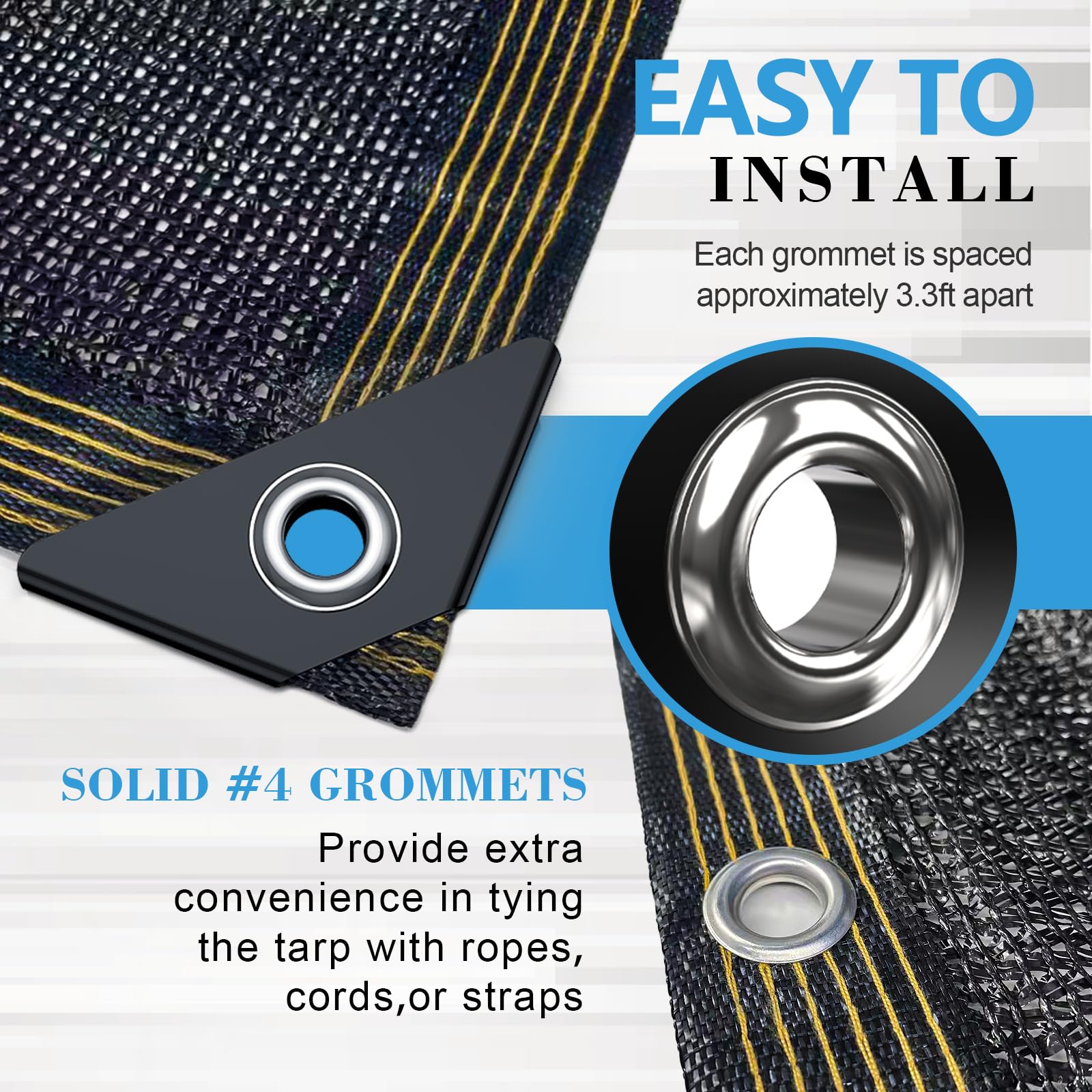 70% Black Shade Cloth - 6.5x10FT UV Resistant Garden Sun Shade Net | Heavy Duty Mesh Tarp with Reinforced Grommets for Greenhouse, Plants, Chicken Coop, Pergola & Canopy | Perfect for Outdoor Sun Protection, Patio Cover & Backyard Shade Solutions (6.5ft x 10ft)