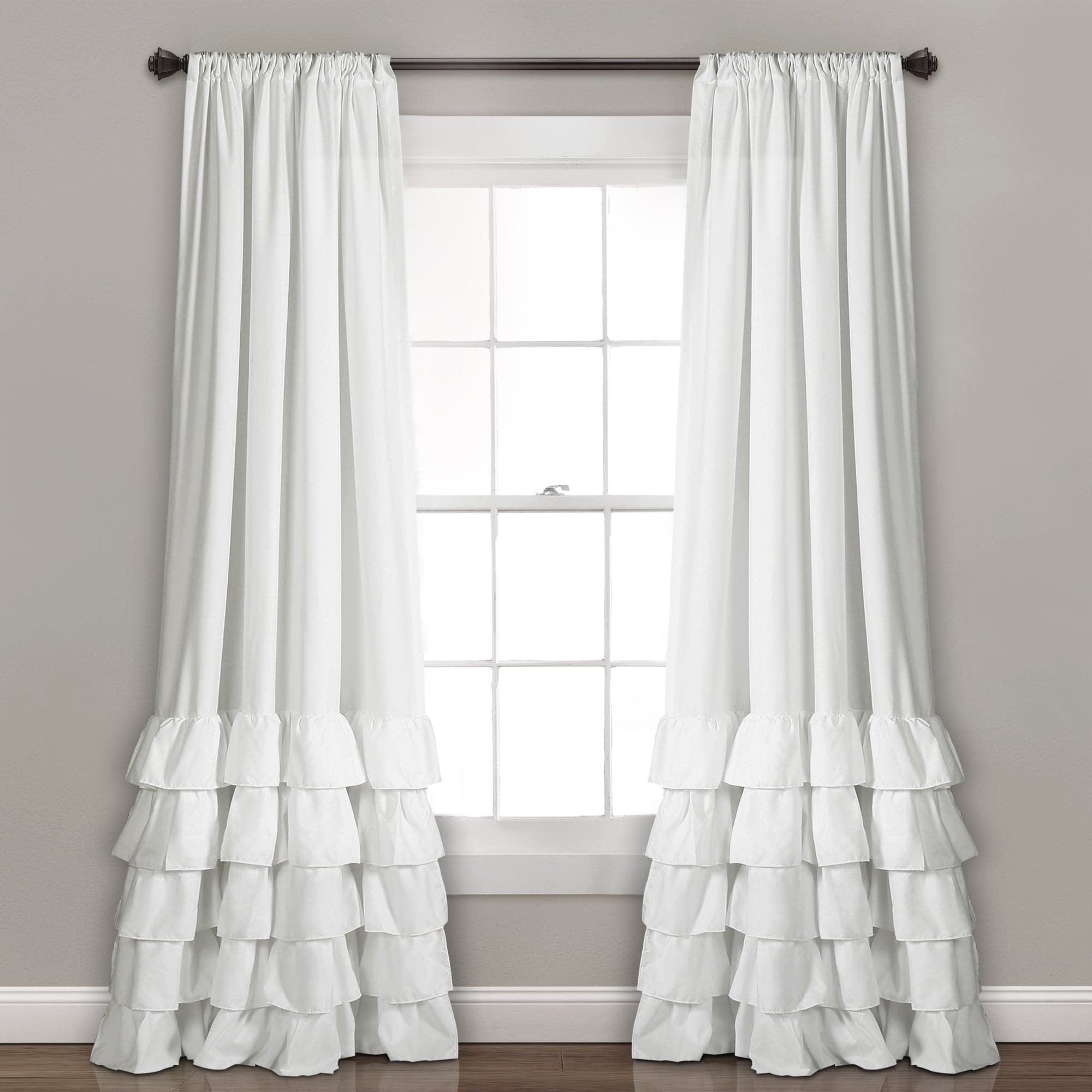 Allison Ruffle Window Curtain Panel Set - Elegant Sheer Curtains for Living Room & Bedroom - Light Filtering & Privacy Drapes for Home Decor