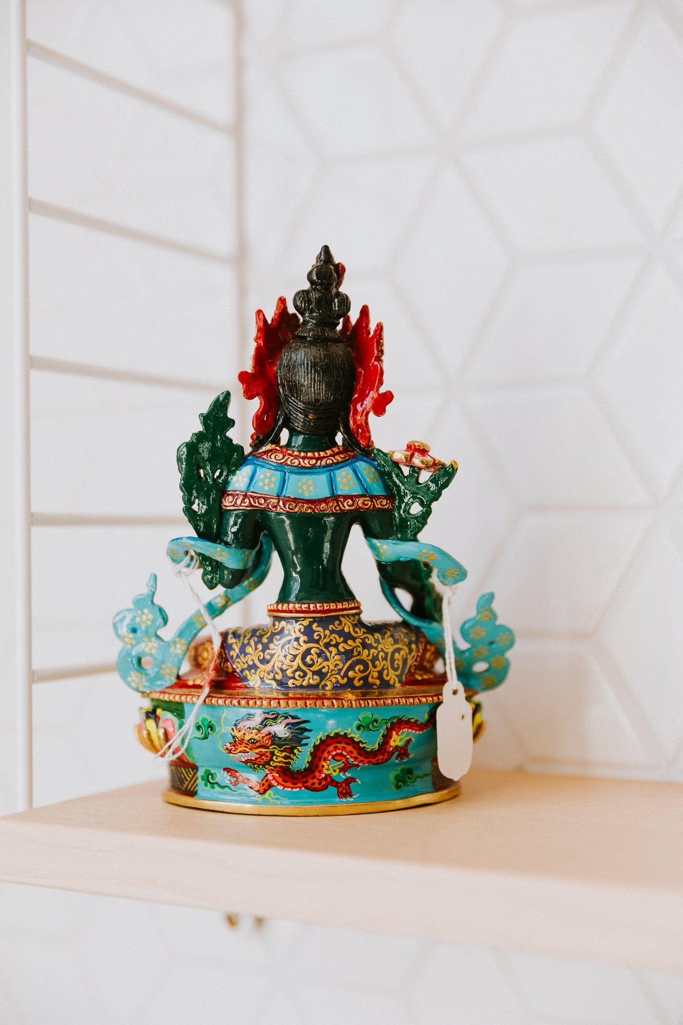 Hand Painted Green Tara Statue - 12 Inch Tibetan Buddhist Statue for Home Altar, Meditation & Spiritual Decor | Perfect for Yoga Studios, Buddhist Shrines & Peaceful Home Decor