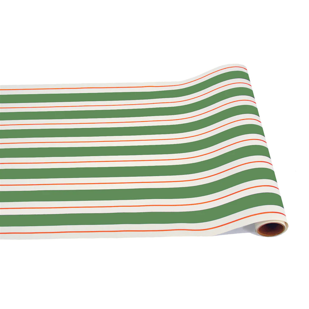 Green & Red Awning Stripe Runner Rug 20 x 25 Feet - Durable Indoor/Outdoor Entryway, Kitchen, and Patio Striped Floor Mat for Home Decor