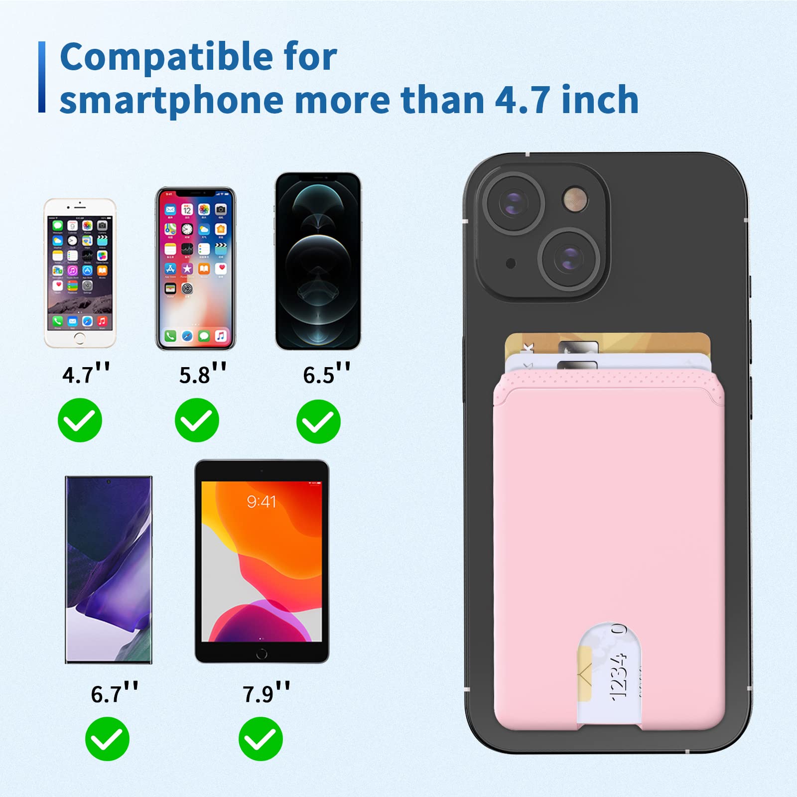 Stick-On Phone Wallet for iPhone 12/11/X/XS - 3 Pack Credit Card Holder (Black, White, Pink) | Slim Card Pocket Pouch for Smartphones | Perfect for Travel, Shopping & Everyday Use