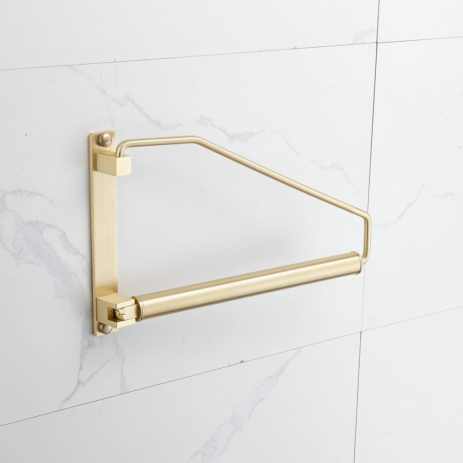 Gold Brushed Folding Clothes Hanger - 12 Inch Wall Mounted Laundry Drying Rack for Closet & Small Spaces | Space Saving Brass Clothes Organizer for Bedroom, Bathroom & Laundry Room