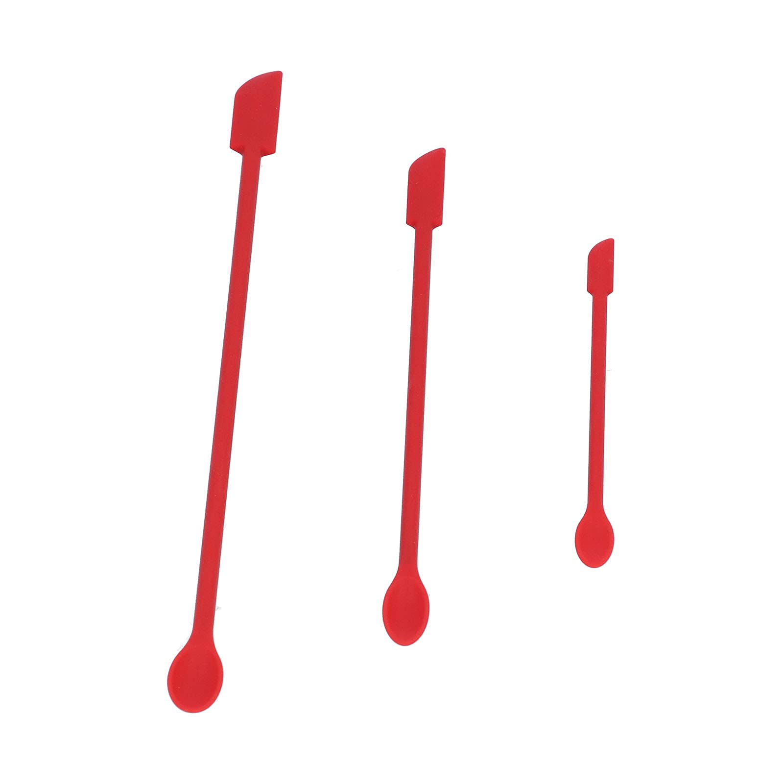 Cyrank Mini Silicone Spatulas 3-Piece Set - Small Reusable Kitchen Spatula for Jam, Makeup, Last Drop Scraping - Perfect for Baking, Cooking & Cosmetics (Red)