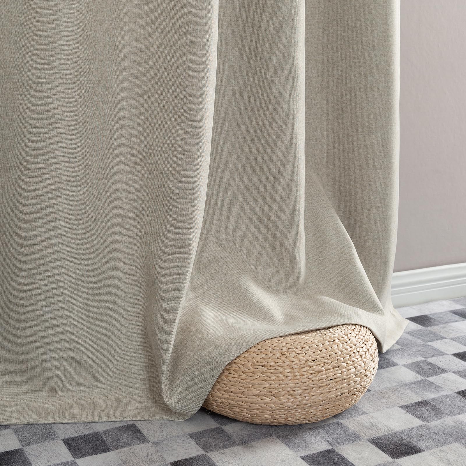 Vangao 84 Inch Blackout Curtains for Bedroom & Living Room - Linen Textured Thermal Insulated Drapes, Grommet Top Window Treatments, Greyish Beige (Set of 2 Panels) - Perfect for Light Control, Privacy & Home Decor
