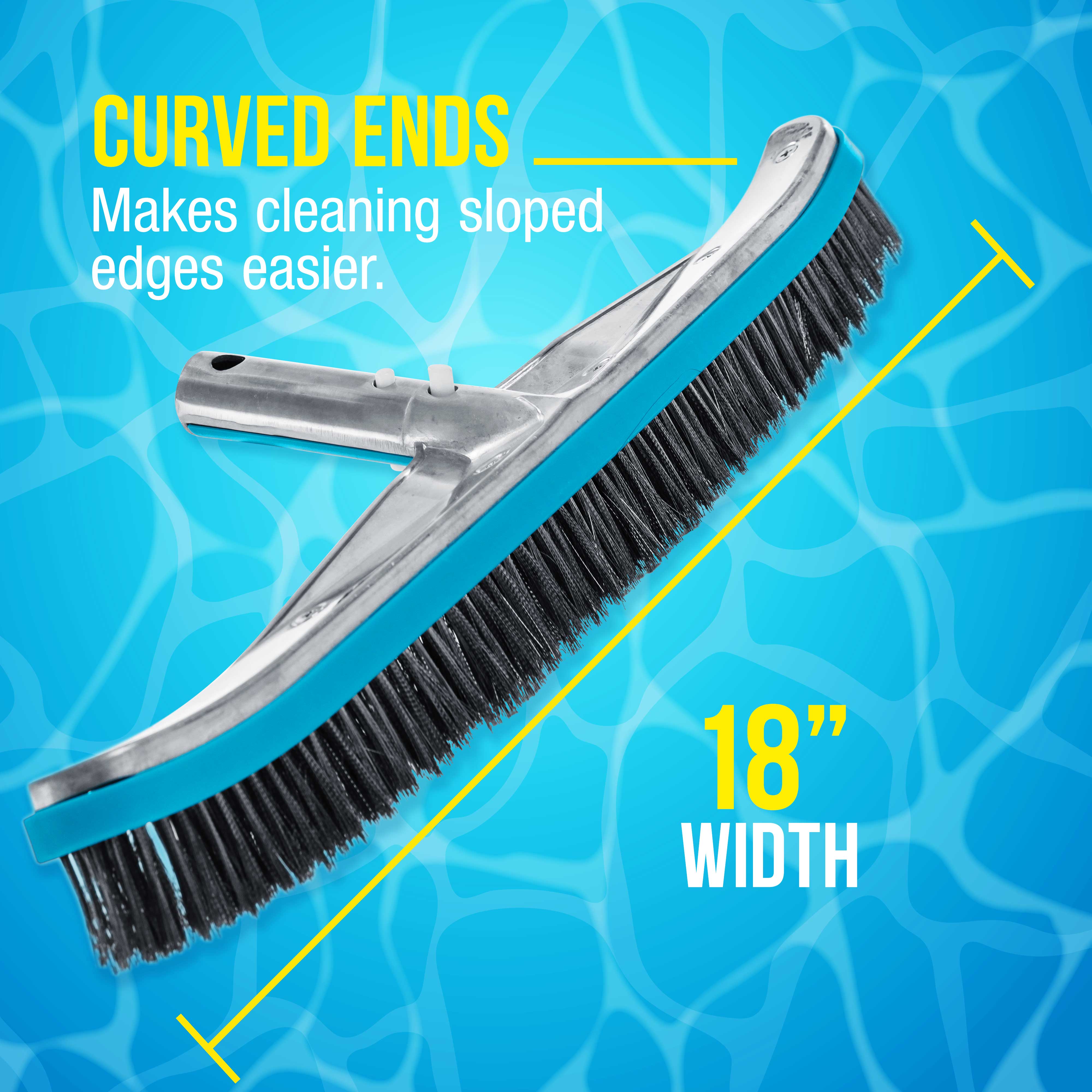 U.S. Pool Supply® Professional 18-Inch Stainless Steel Pool Algae Brush with Heavy Duty Aluminum Handle | EZ Clips & Durable Wire Bristles | Scrub & Remove Rust Stains, Debris | Perfect for In-Ground & Above Ground Pools, Spas & Hot Tubs