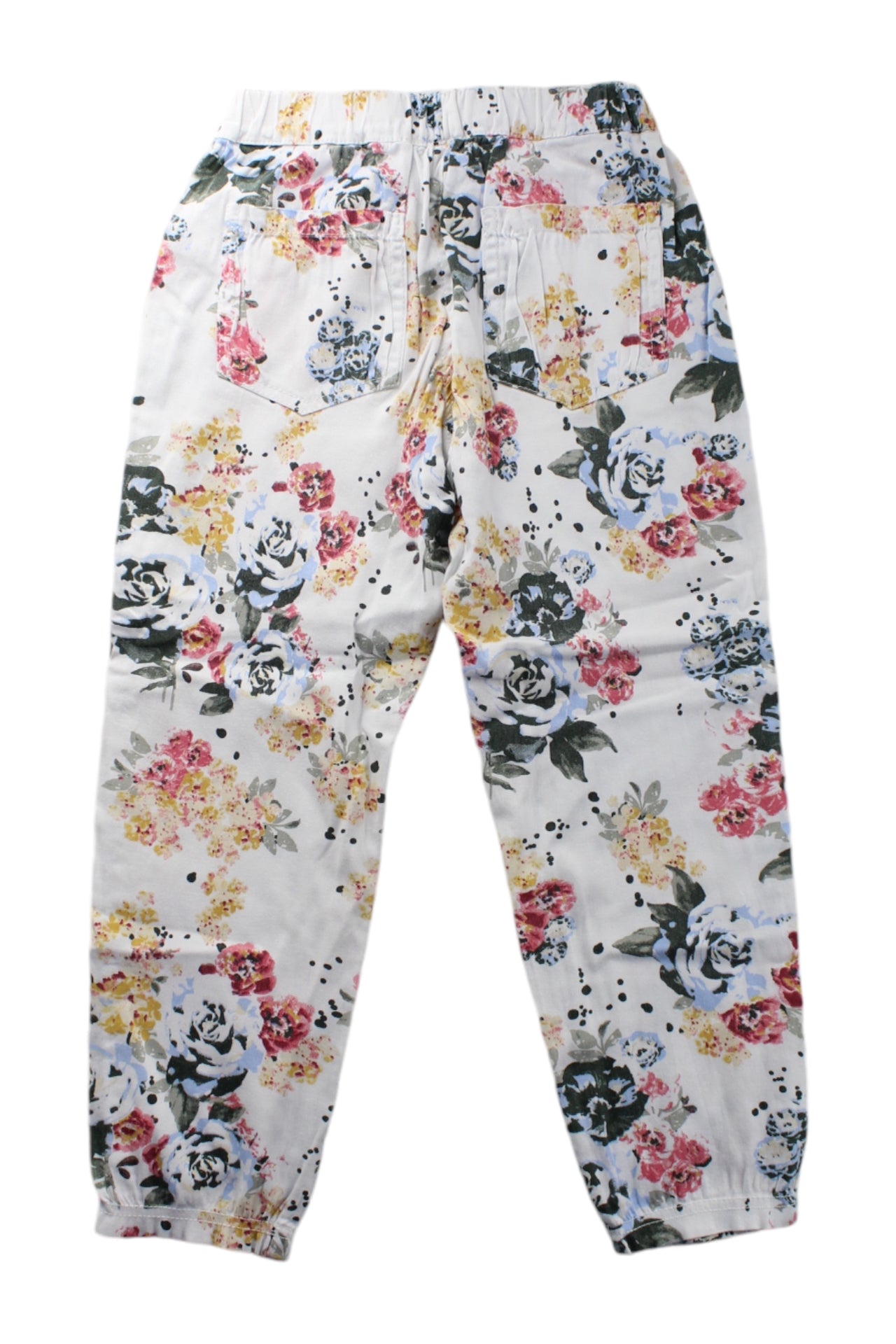 Ponpoko Floral Casual Pants for Girls - Soft Cotton Comfortable Kids' Pants (Size 5-6T) - Perfect for Playdates, School & Everyday Wear