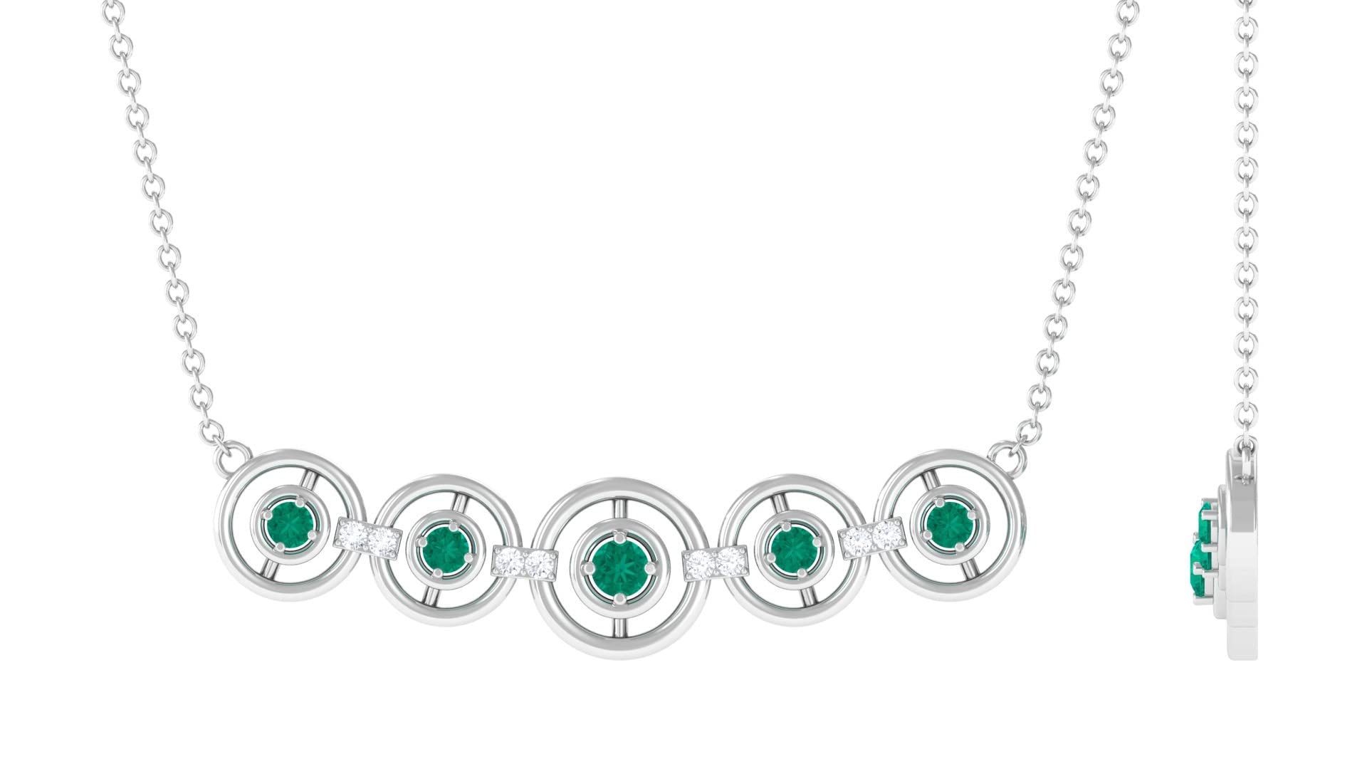 Emerald and Diamond Necklace - 14K Solid Gold Contemporary Pendant with Chain | Elegant Jewelry for Weddings, Parties & Special Occasions