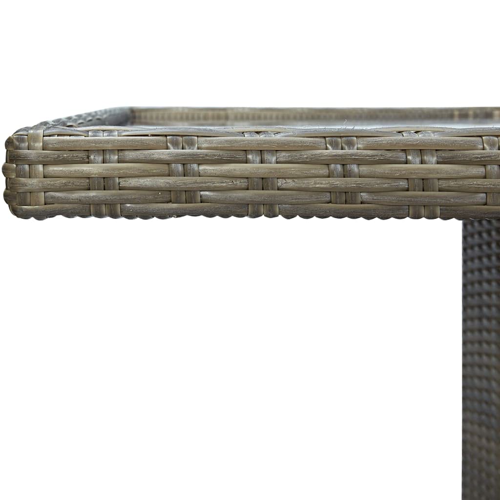 Outdoor Dining Table - Weather Resistant Brown Poly Rattan with Tempered Glass Top - Patio Furniture for Backyard, Lawn, Balcony & Poolside Entertaining