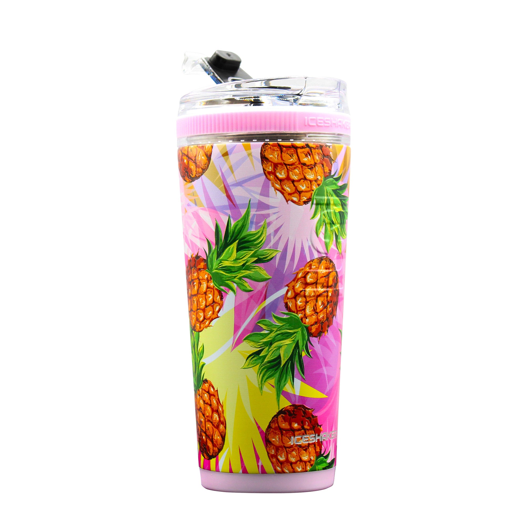 26oz Flexible Water Bottle with Pineapple Design - Leak Proof, BPA Free, Perfect for Gym, Hiking & Outdoor Activities