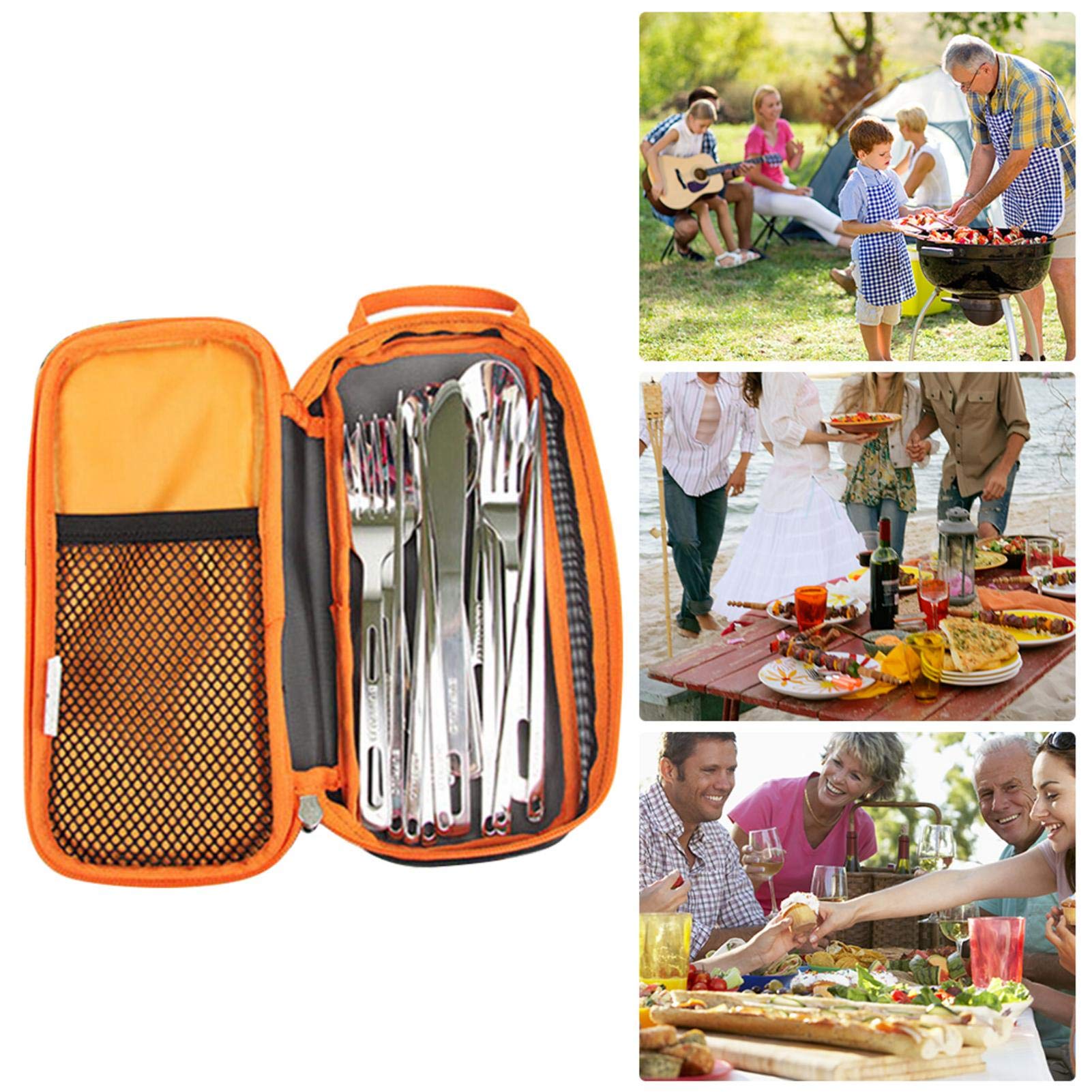 Portable Cutlery Storage Case for Camping & Travel - Compact Tableware Organizer with Carrying Bag - Perfect for Picnic, BBQ, Hiking & Outdoor Dining