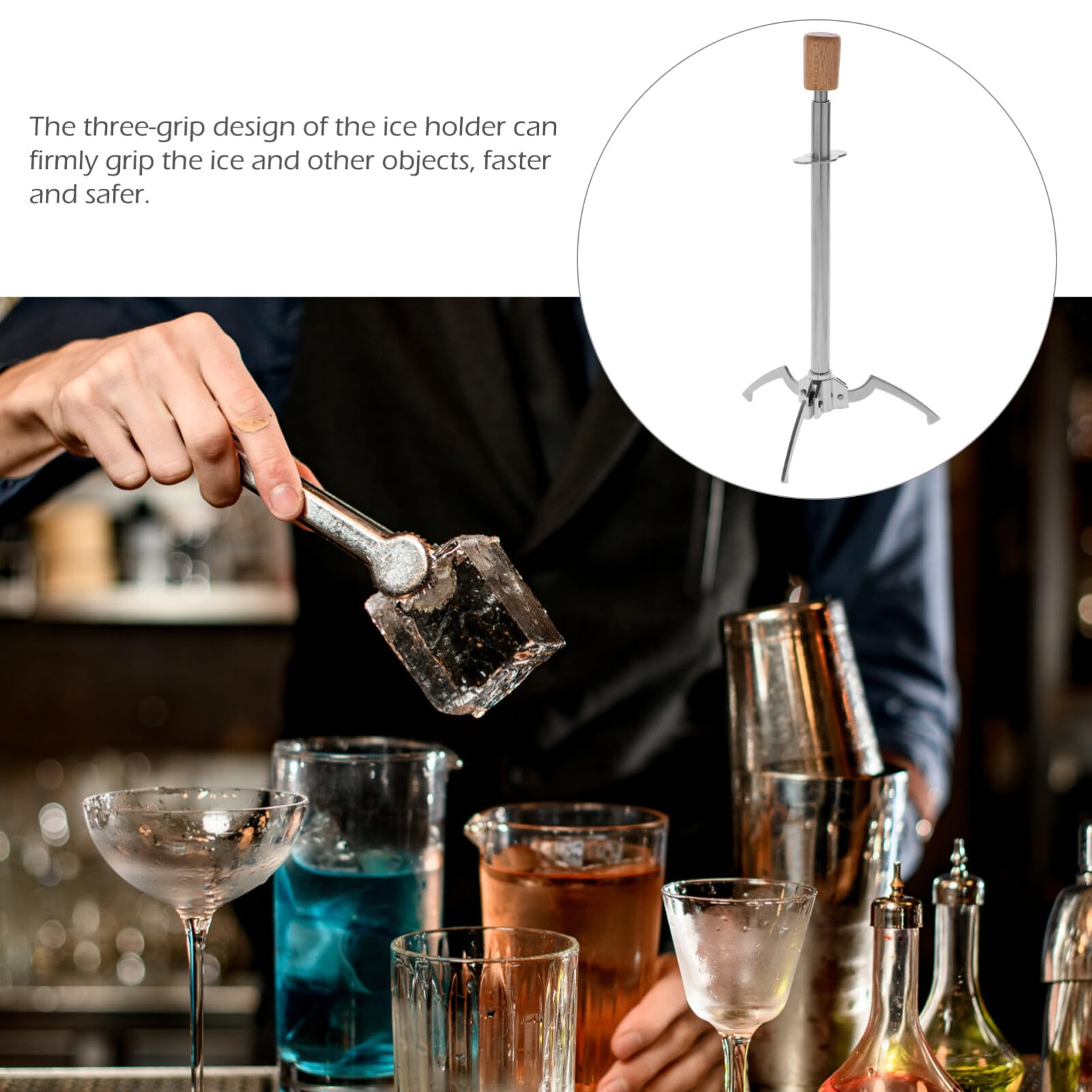 Premium Stainless Steel Ice Tongs - Claw Shape Ice Cube Tongs for Serving Food, Fruits, Cocktails, BBQ & Parties (Silver) | Durable Bar Accessories for Home & Commercial Use